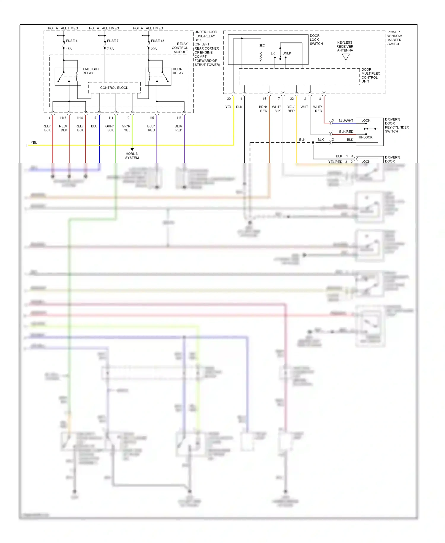 Wiring diagram power window master switch for Honda Accord VII (2002-2006) (3 of 8)