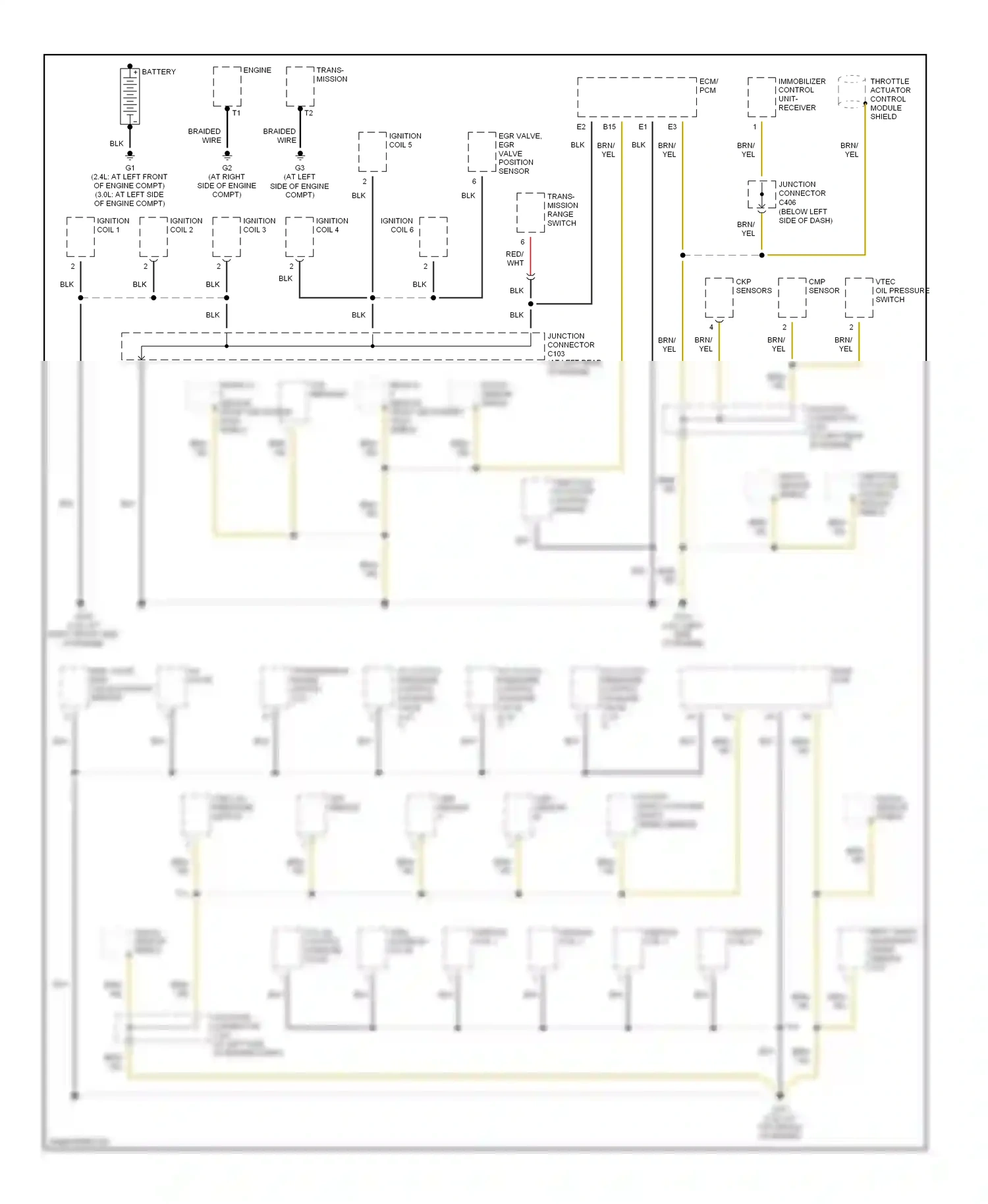 Wiring diagram rear a/f sensor, front secondary for Honda Accord VII (2002-2006) (1 of 1)