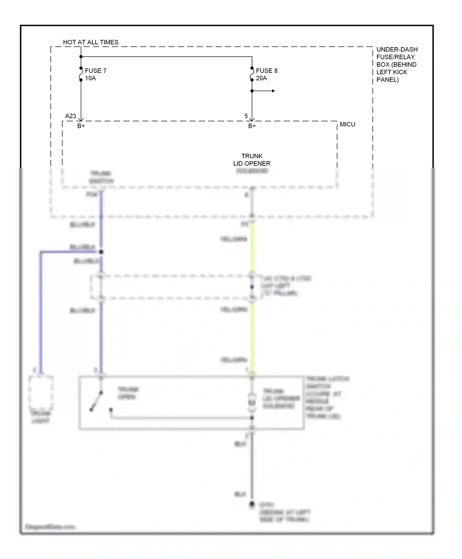 Wiring diagram trunk switch for Honda Accord VII (2002-2006) (4 of 4)