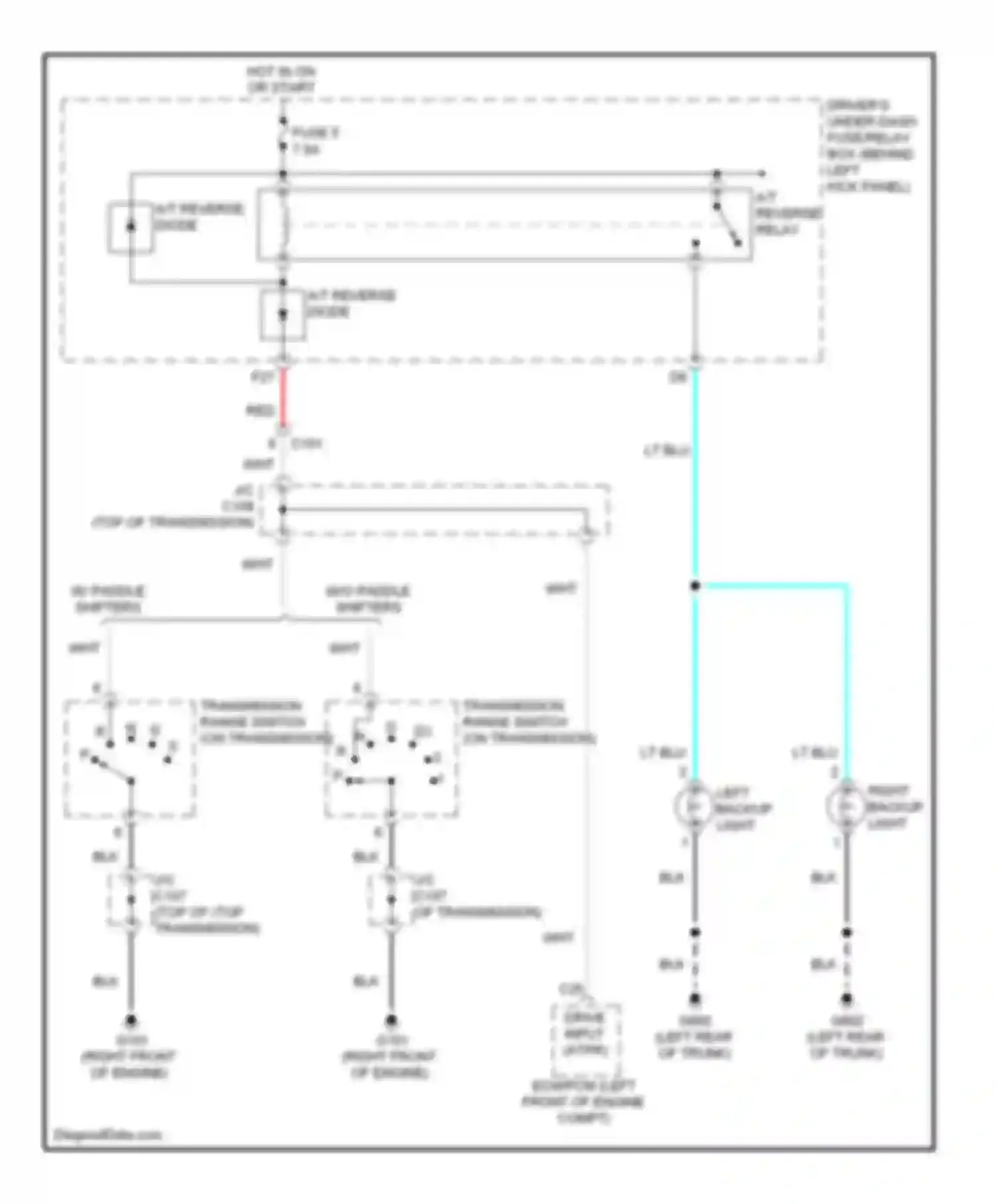 Wiring diagram left backup light for Honda Accord VIII facelift (2011-2013) (3 of 5)