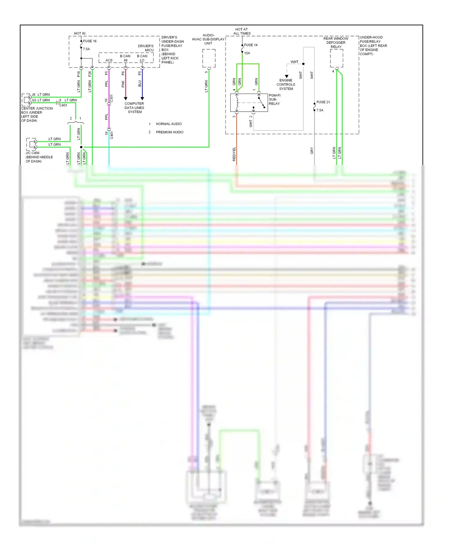 Wiring diagram mode potential for Honda Accord VIII facelift (2011-2013) (3 of 6)
