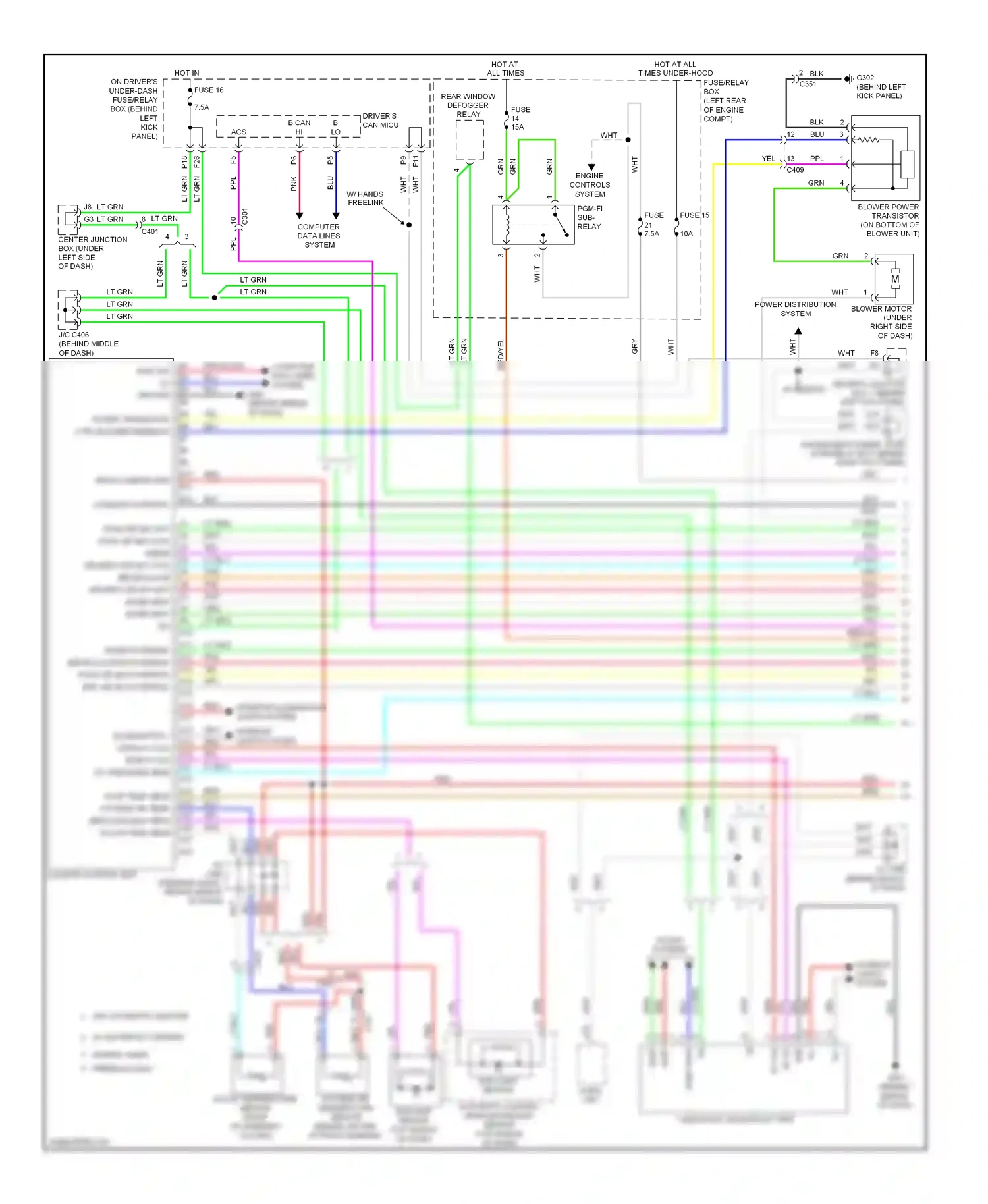 Wiring diagram w/o automatic lighting for Honda Accord VIII facelift (2011-2013) (4 of 14)