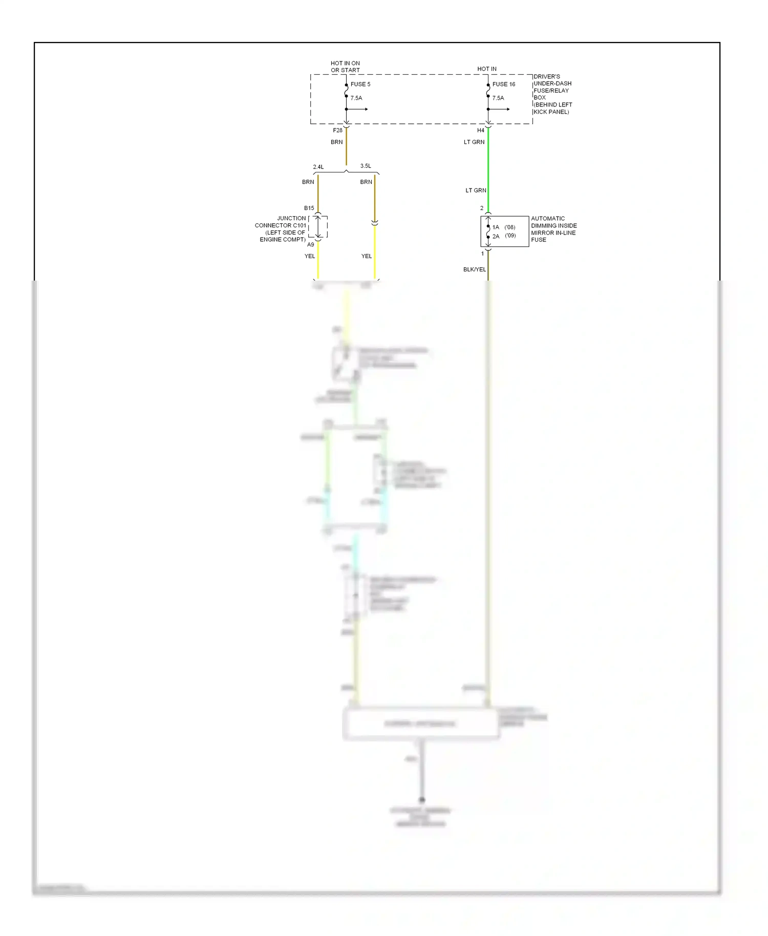 Wiring diagram automatic dimming inside mirror ground for Honda Accord VIII (2007-2011) (1 of 1)