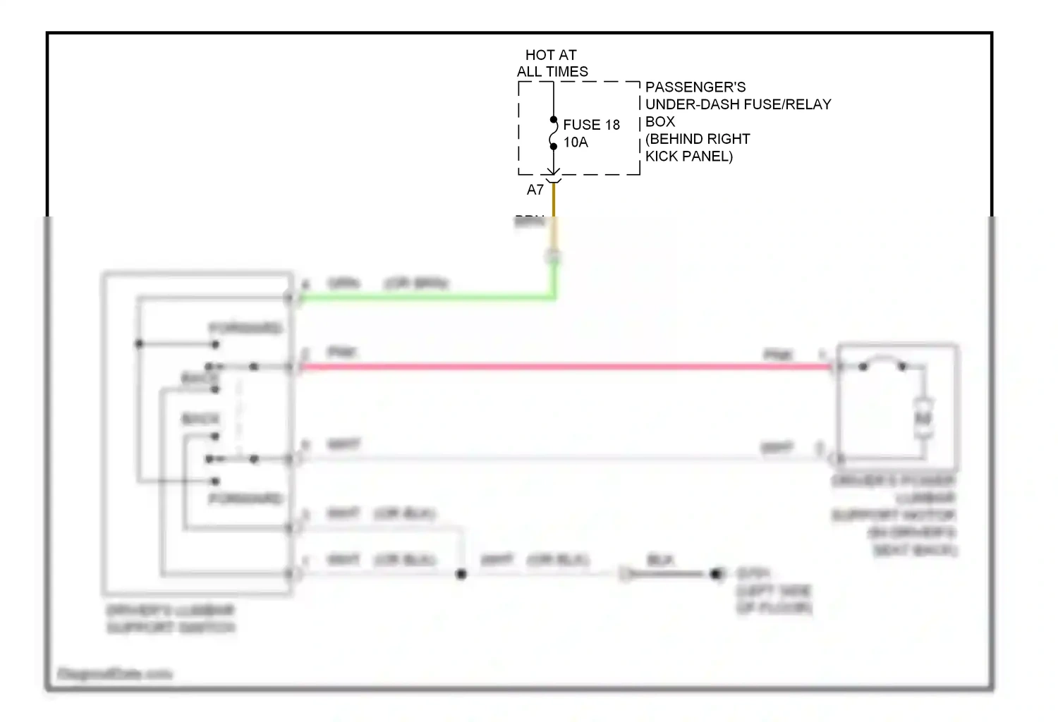 Wiring diagram driver's lumbar support switch for Honda Accord VIII (2007-2011) (1 of 1)