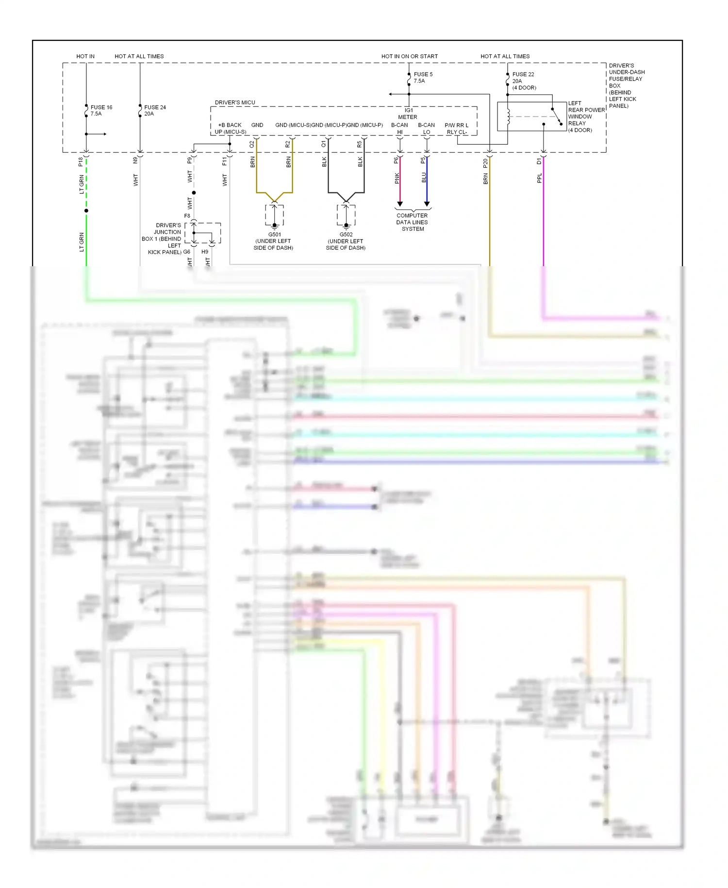Wiring diagram driver's switch light for Honda Accord VIII (2007-2011) (1 of 1)