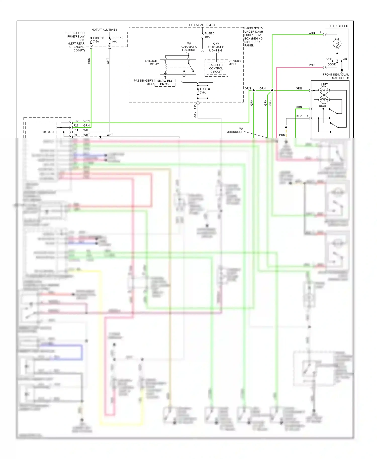 Wiring diagram front passenger's vanity mirror light for Honda Accord VIII (2007-2011) (1 of 2)