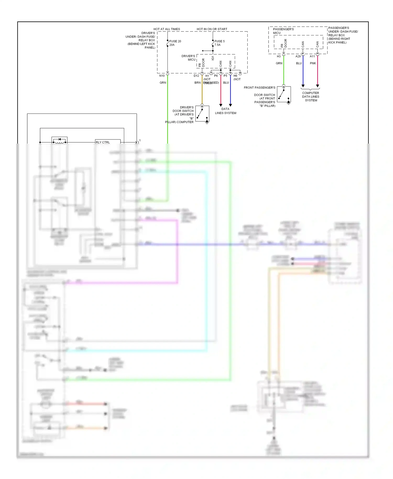 Wiring diagram front passenger's for Honda Accord VIII (2007-2011) (1 of 3)