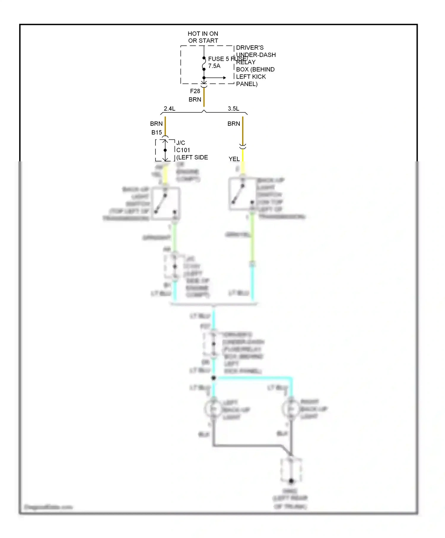 Wiring diagram left back-up light for Honda Accord VIII (2007-2011) (3 of 4)