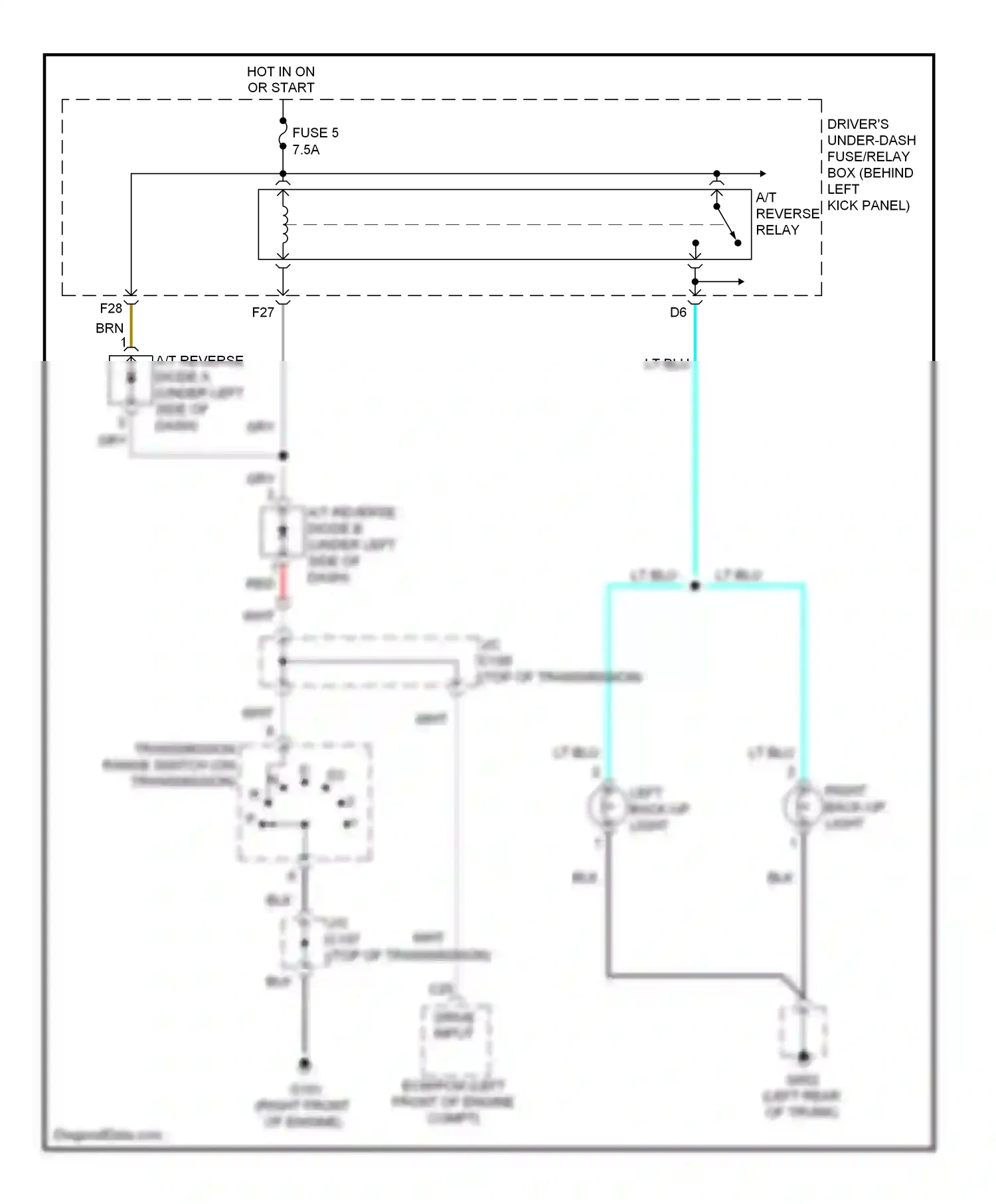 Wiring diagram left back-up light for Honda Accord VIII (2007-2011) (2 of 4)