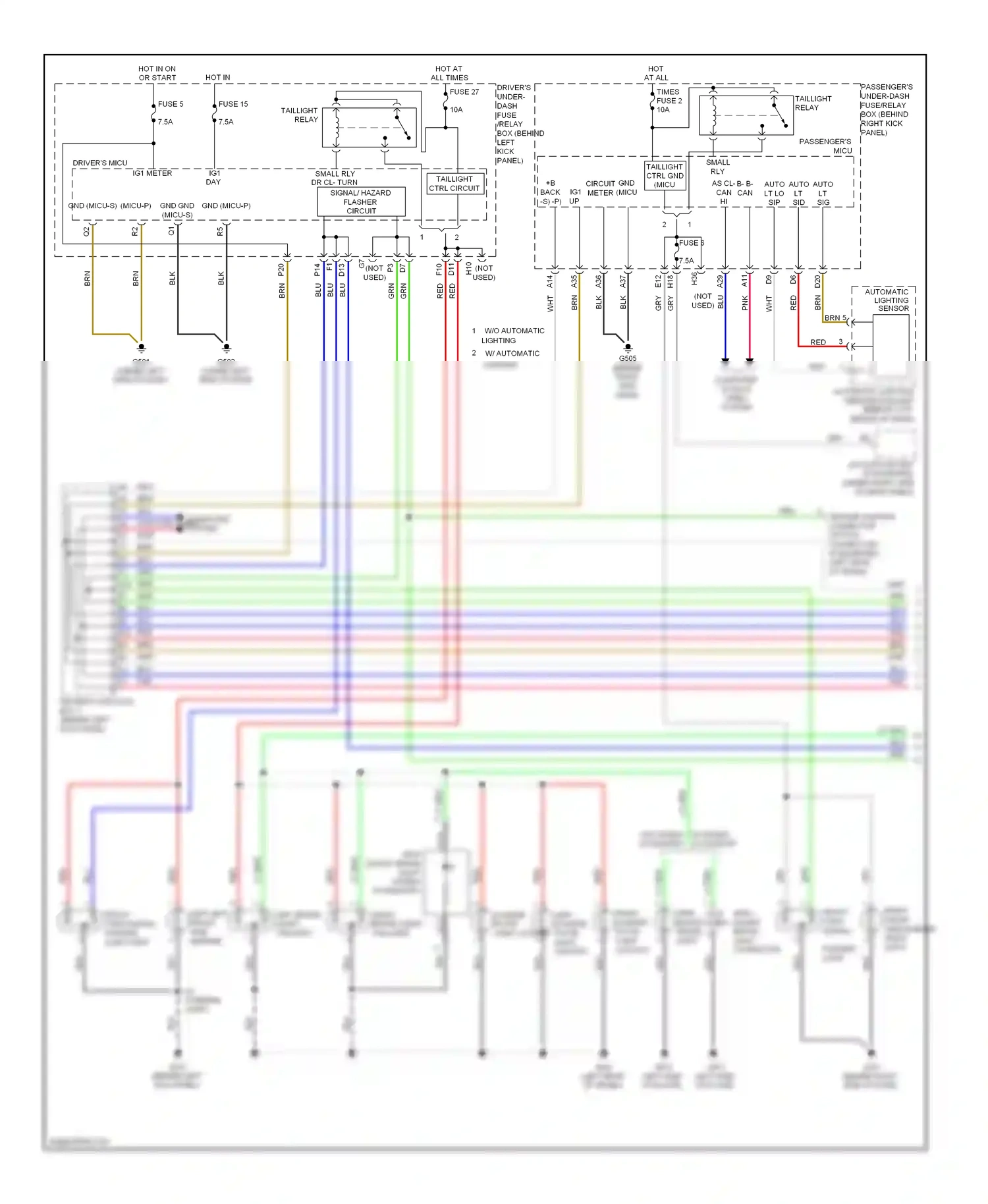 Wiring diagram passenger's under-dash for Honda Accord VIII (2007-2011) (2 of 2)