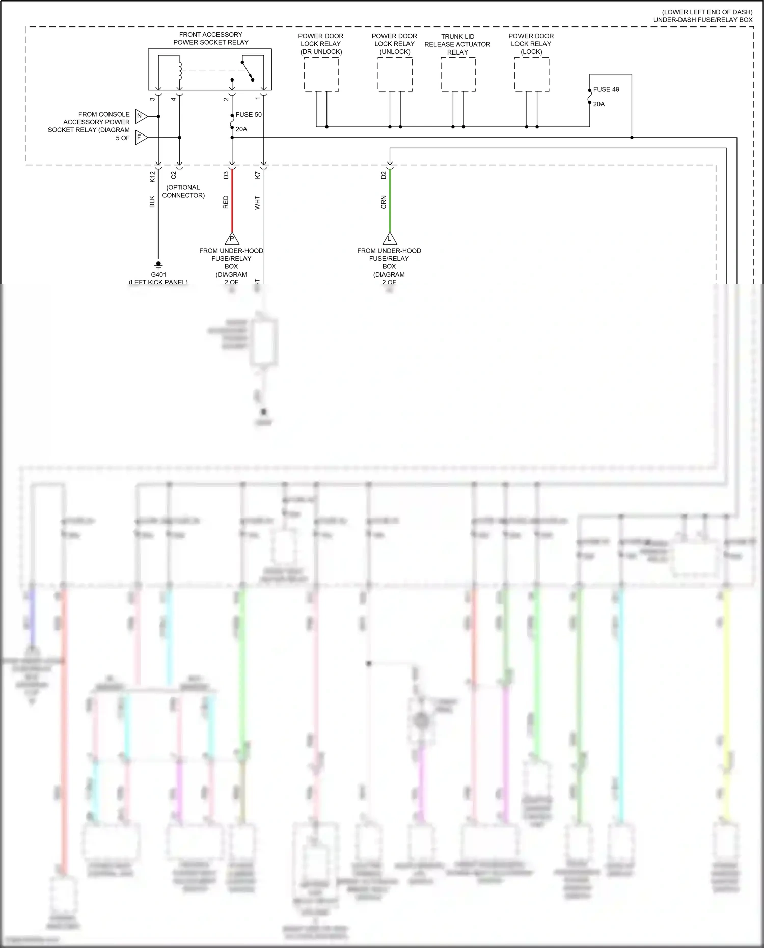 Wiring diagram front accessory power socket relay for Honda Accord X facelift (2020-2023) (4 of 4)