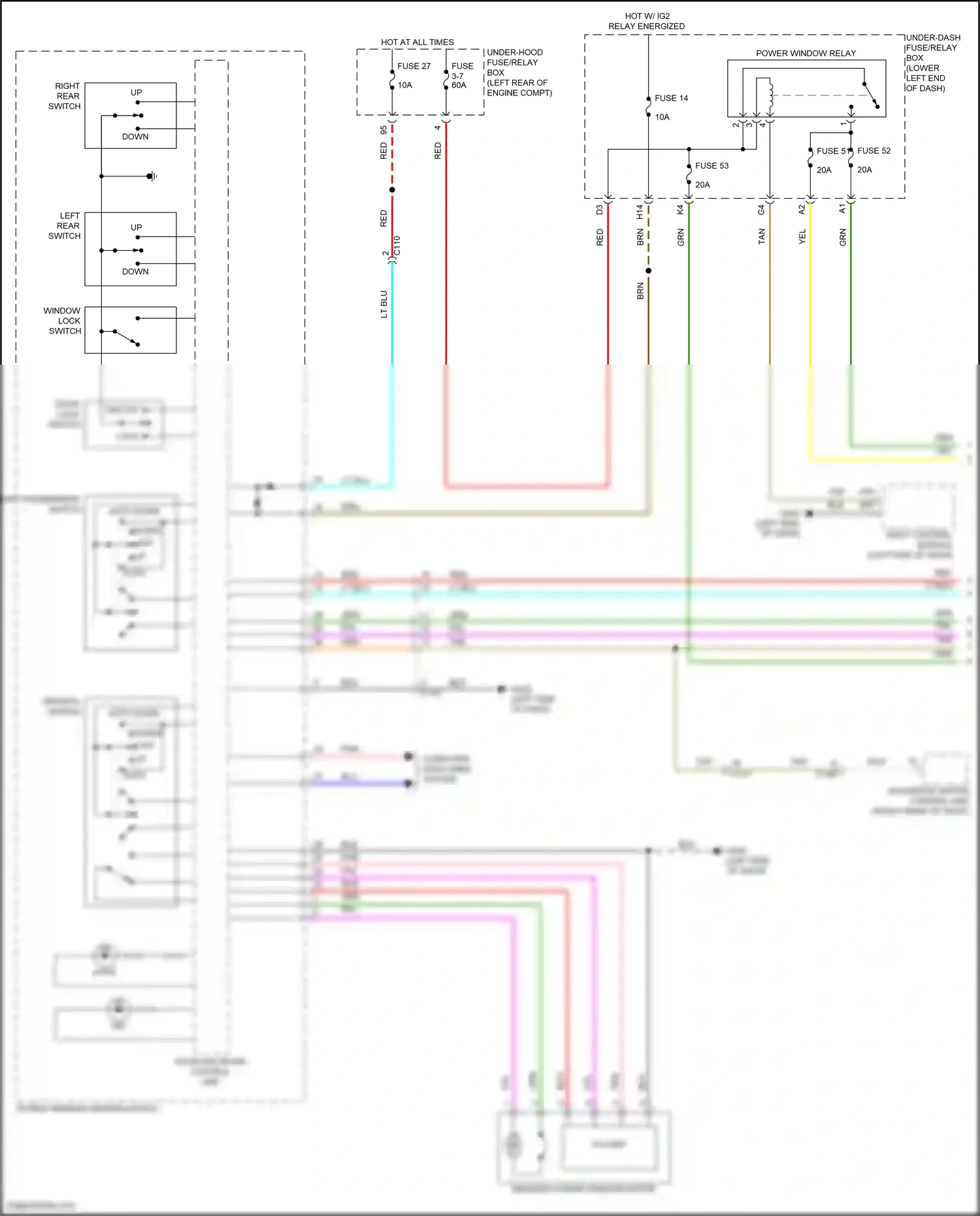 Wiring diagram front passenger's switch for Honda Accord X facelift (2020-2023) (2 of 3)
