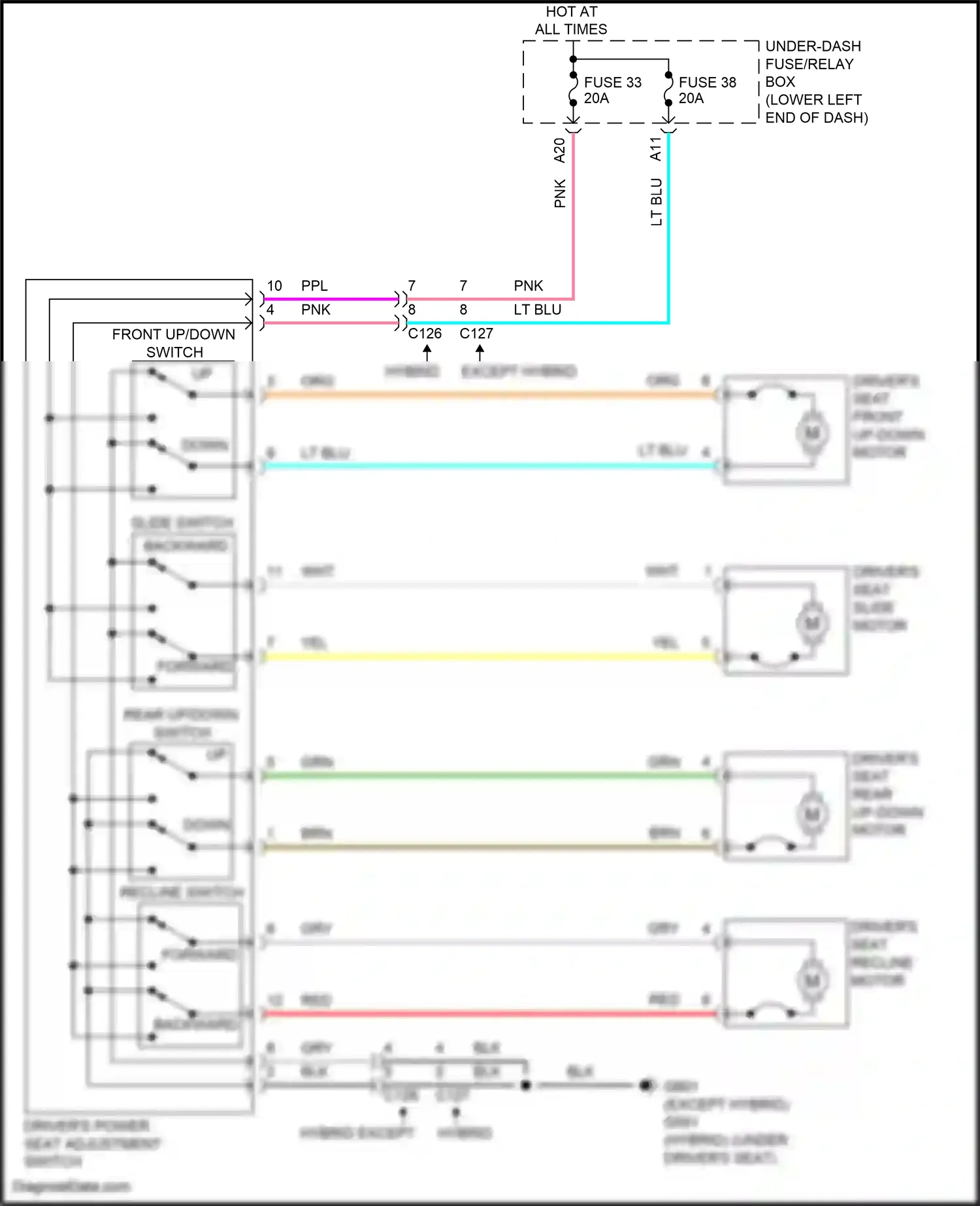 Wiring diagram front up/down switch for Honda Accord X facelift (2020-2023) (1 of 1)