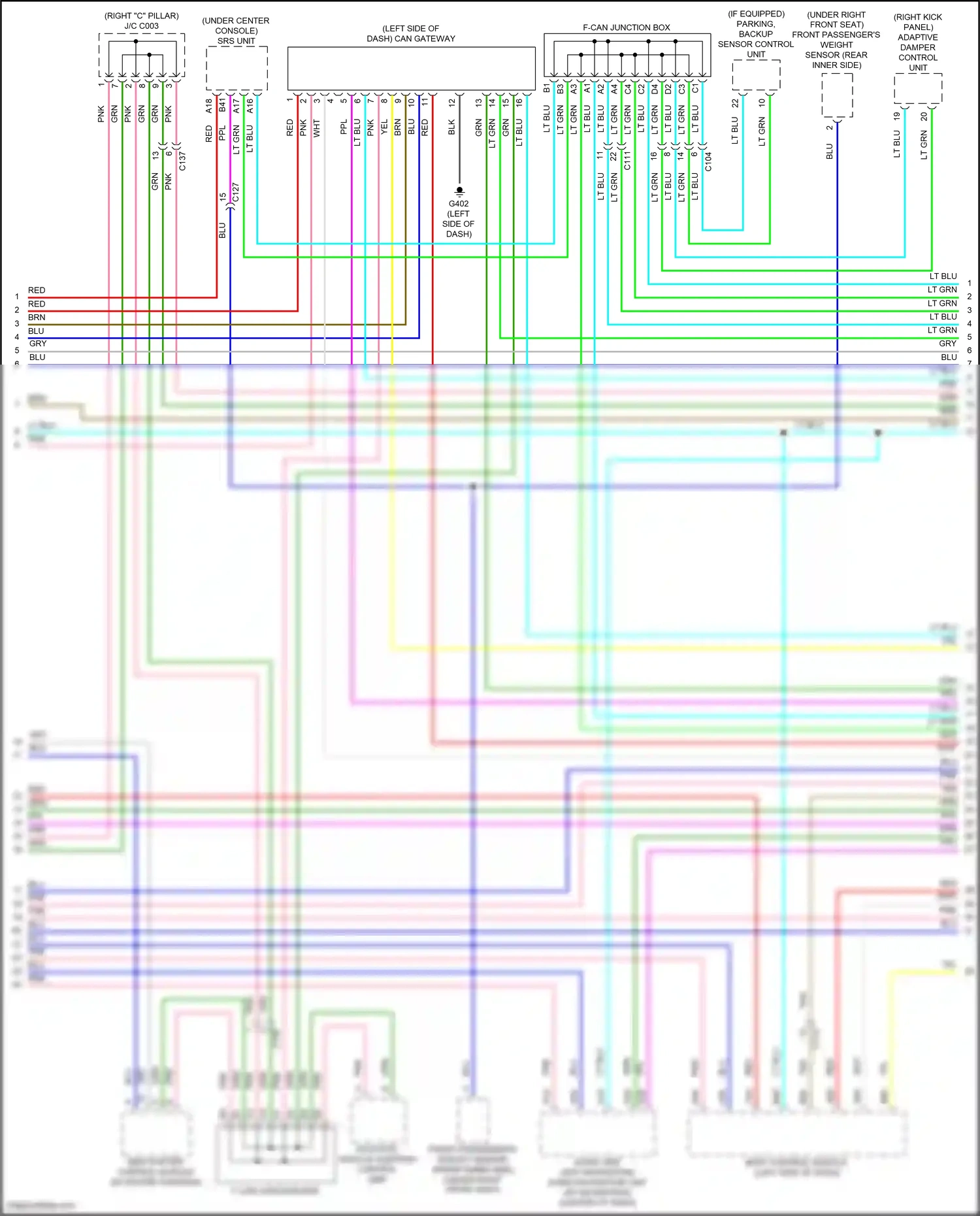 Wiring diagram parking, backup sensor control unit for Honda Accord X facelift (2020-2023) (2 of 8)