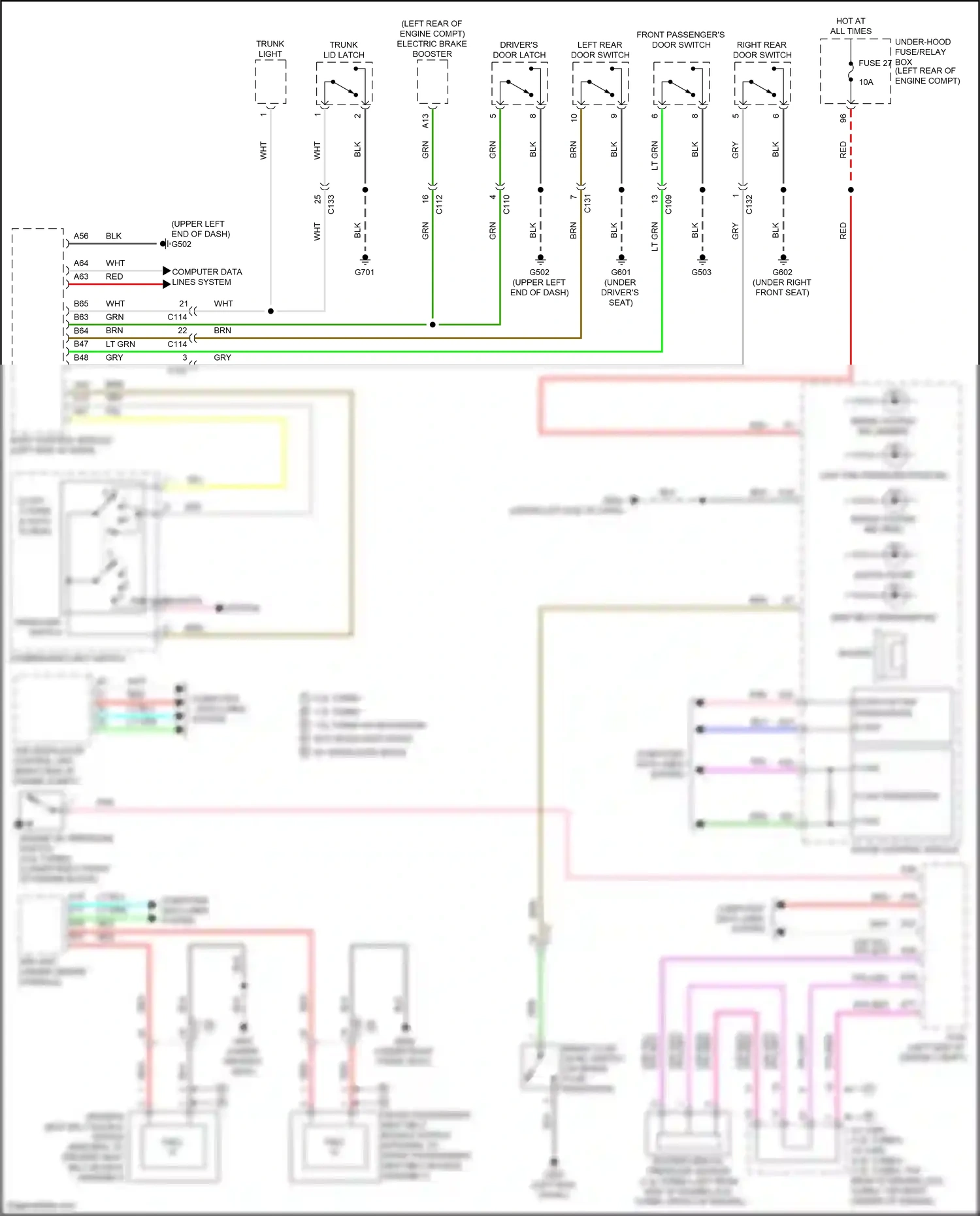 Wiring diagram front passenger's door switch for Honda Accord X (2017-2020) (1 of 1)
