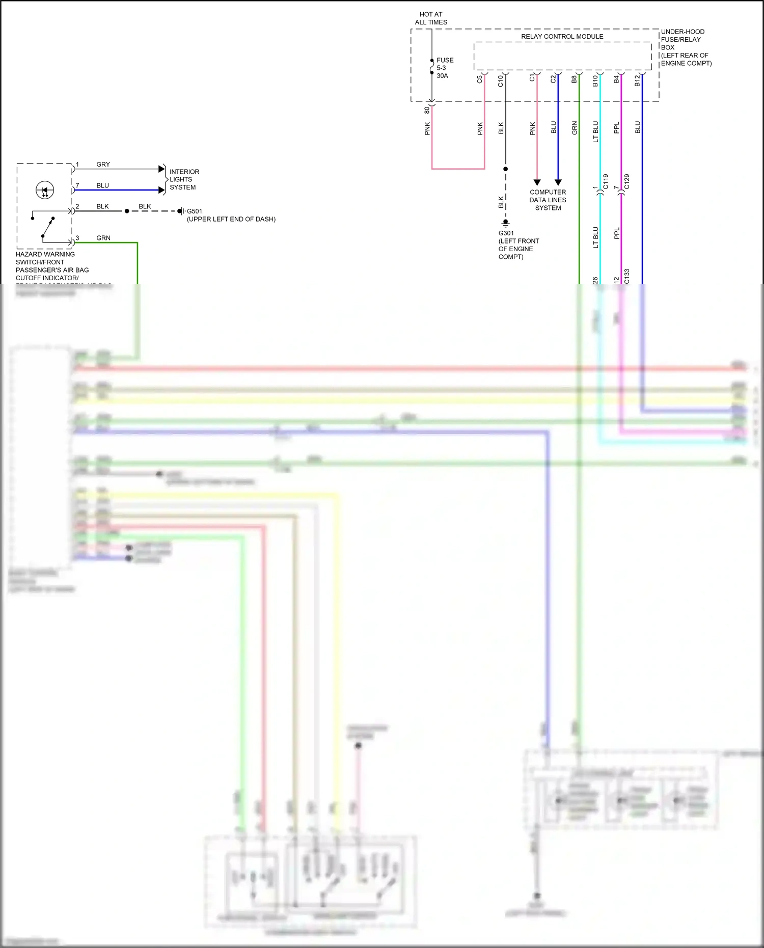 Wiring diagram front side marker light for Honda Accord X (2017-2020) (1 of 2)