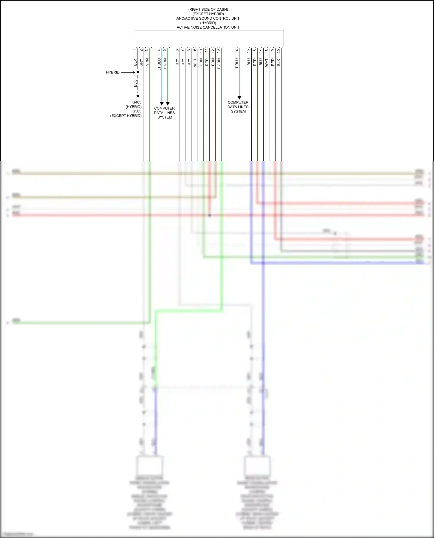Wiring diagram middle anc/active sound control microphone for Honda Accord X (2017-2020) (3 of 5)