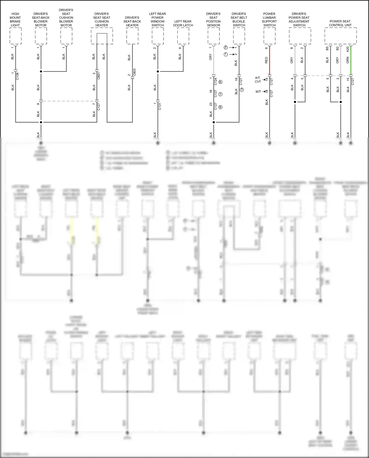 Wiring diagram power lumbar support switch for Honda Accord X (2017-2020) (2 of 5)