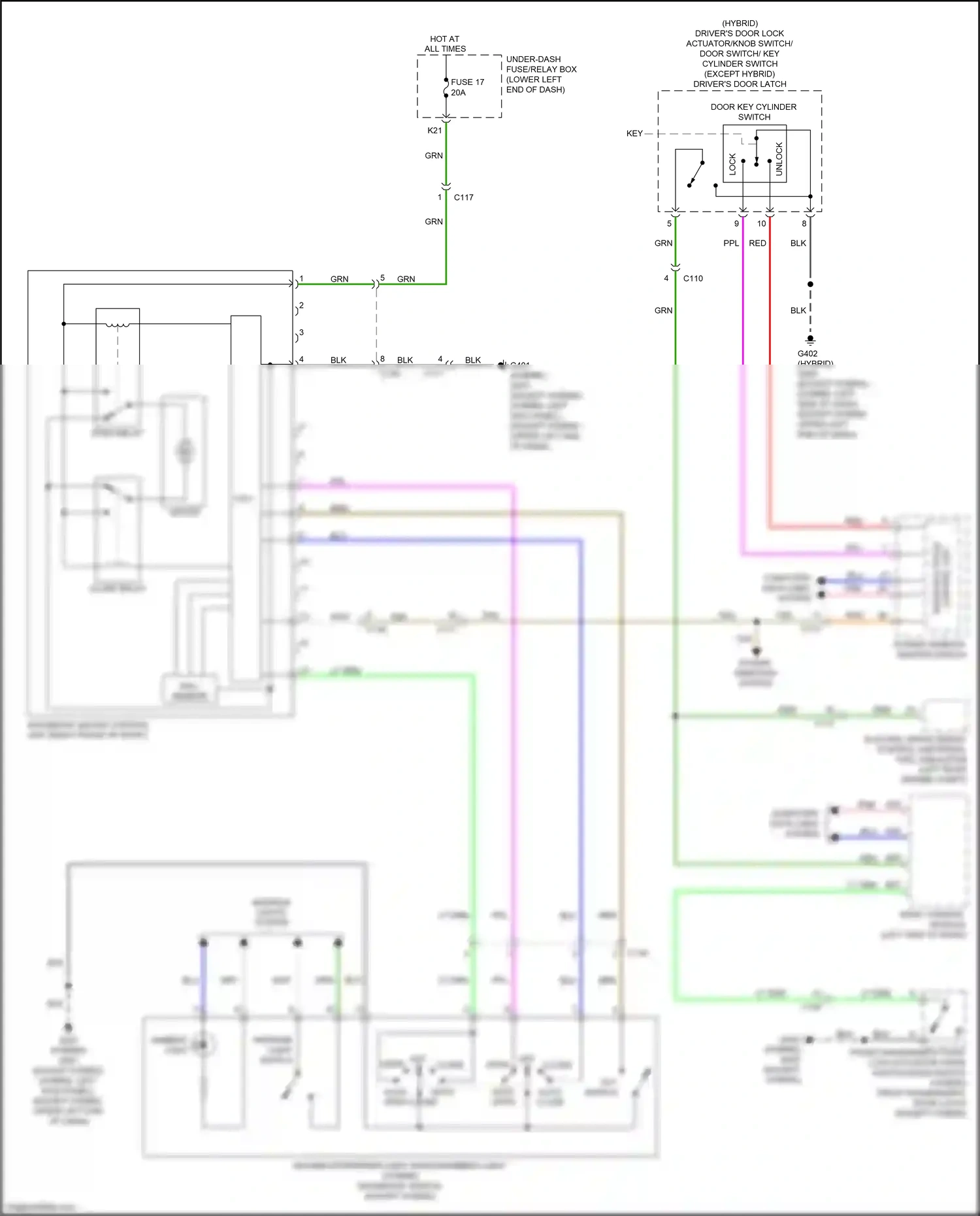 Wiring diagram power windows system for Honda Accord X (2017-2020) (6 of 6)