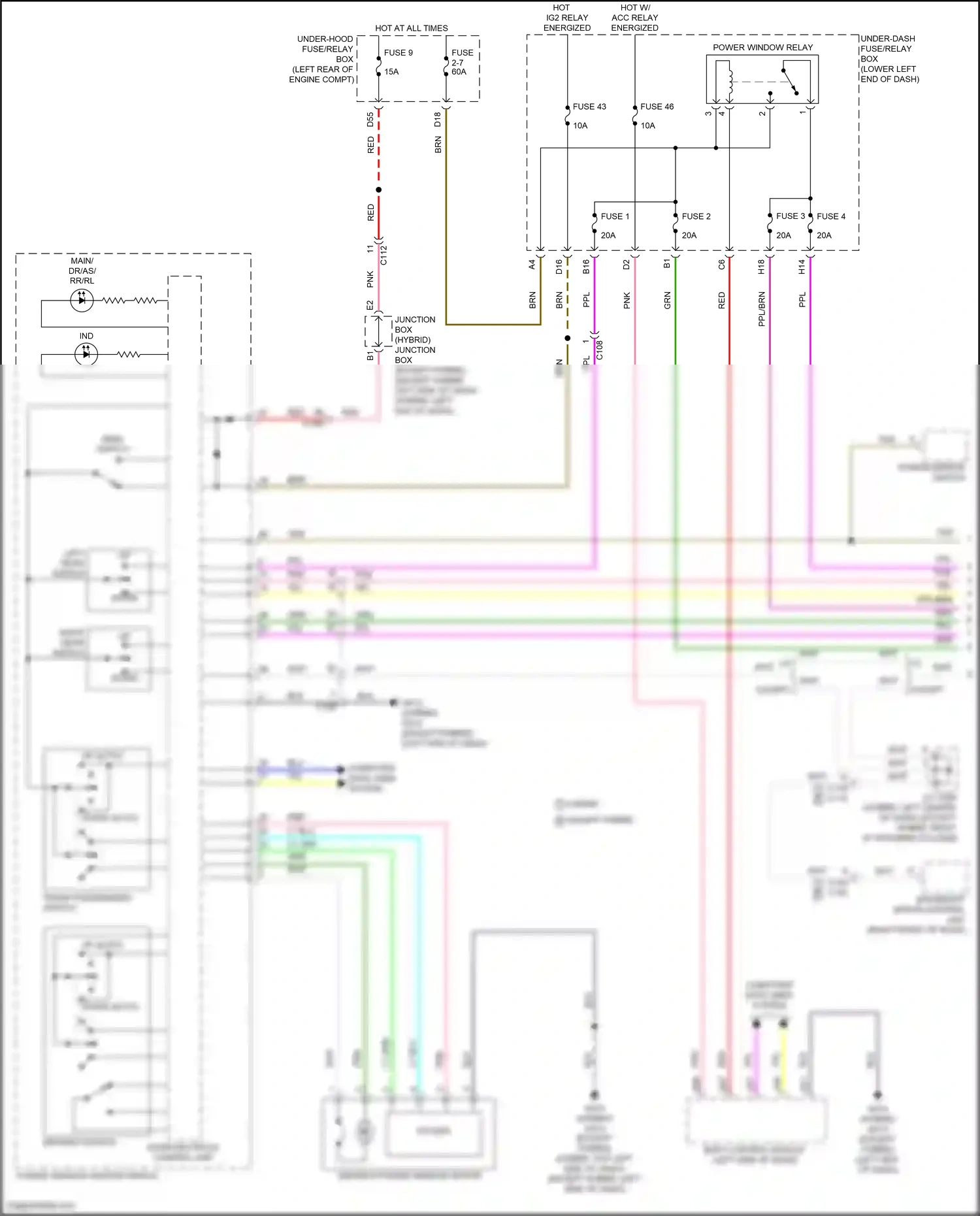 Wiring diagram front passenger's switch for Honda Accord XI (2023-2024) (1 of 1)