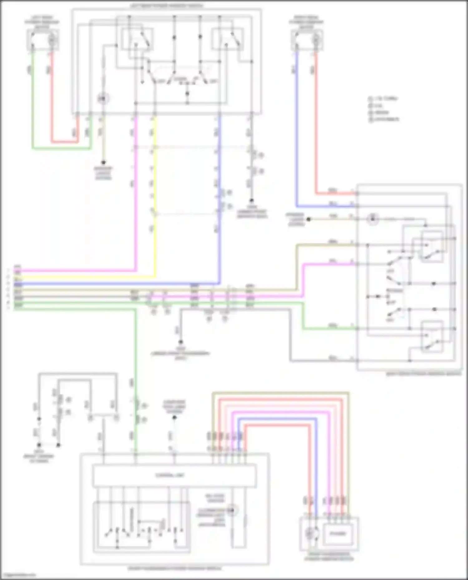 Wiring diagram left rear power window switch for Honda Civic Type R XI (2021-2024)