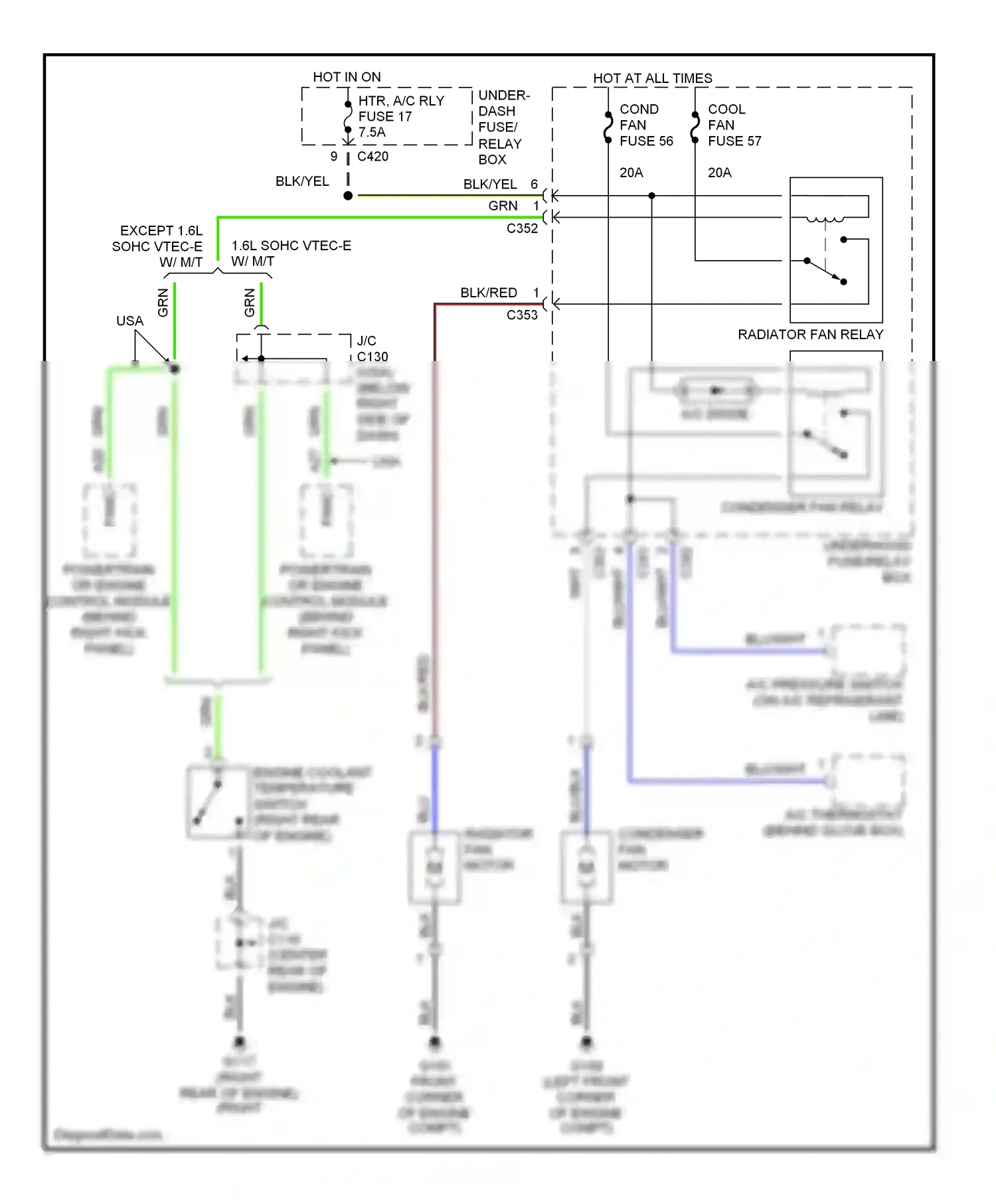 Wiring diagram blu for Honda Civic GA (1998-2002) (4 of 39)