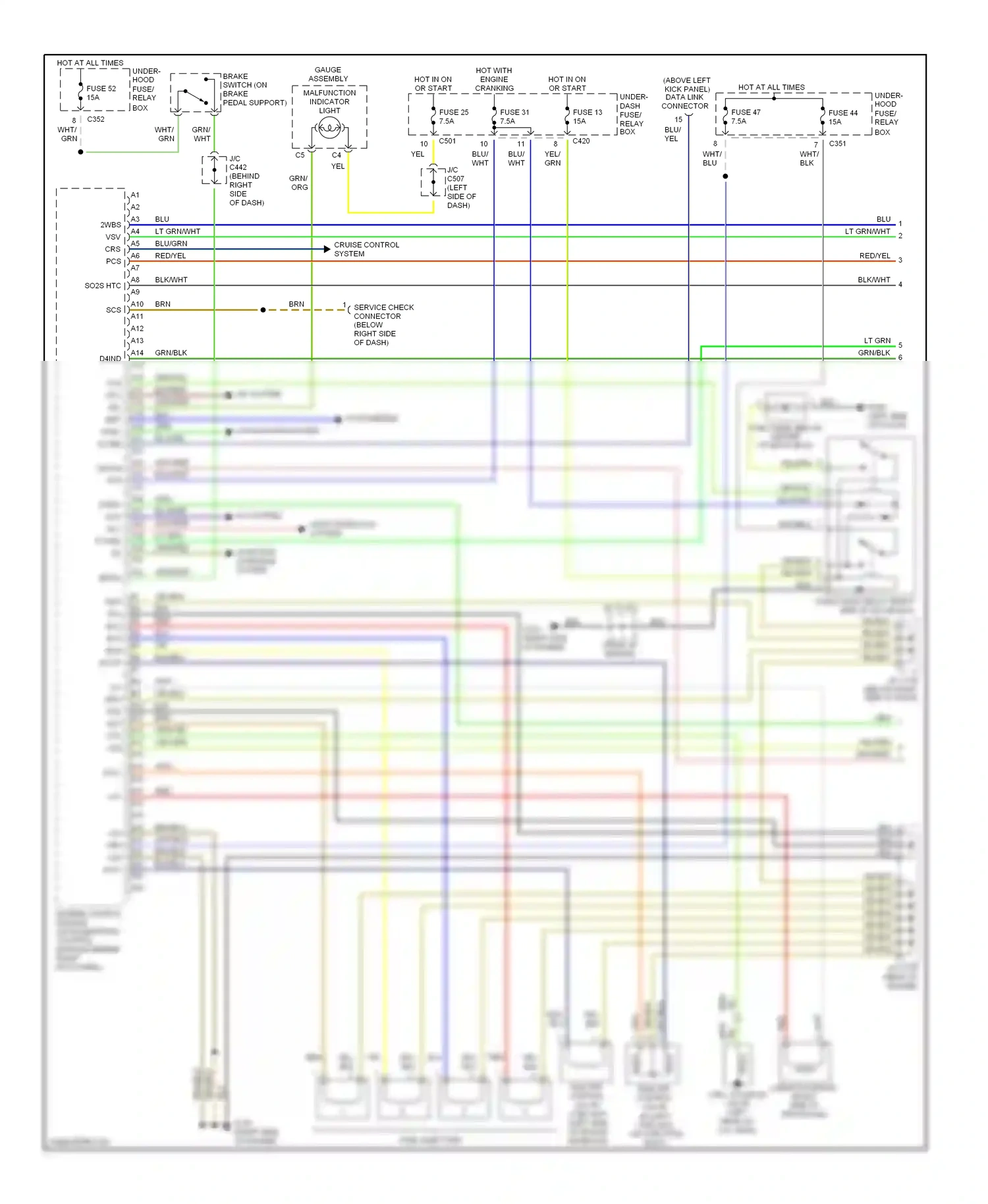 Wiring diagram blu/grn for Honda Civic GA (1998-2002) (2 of 2)