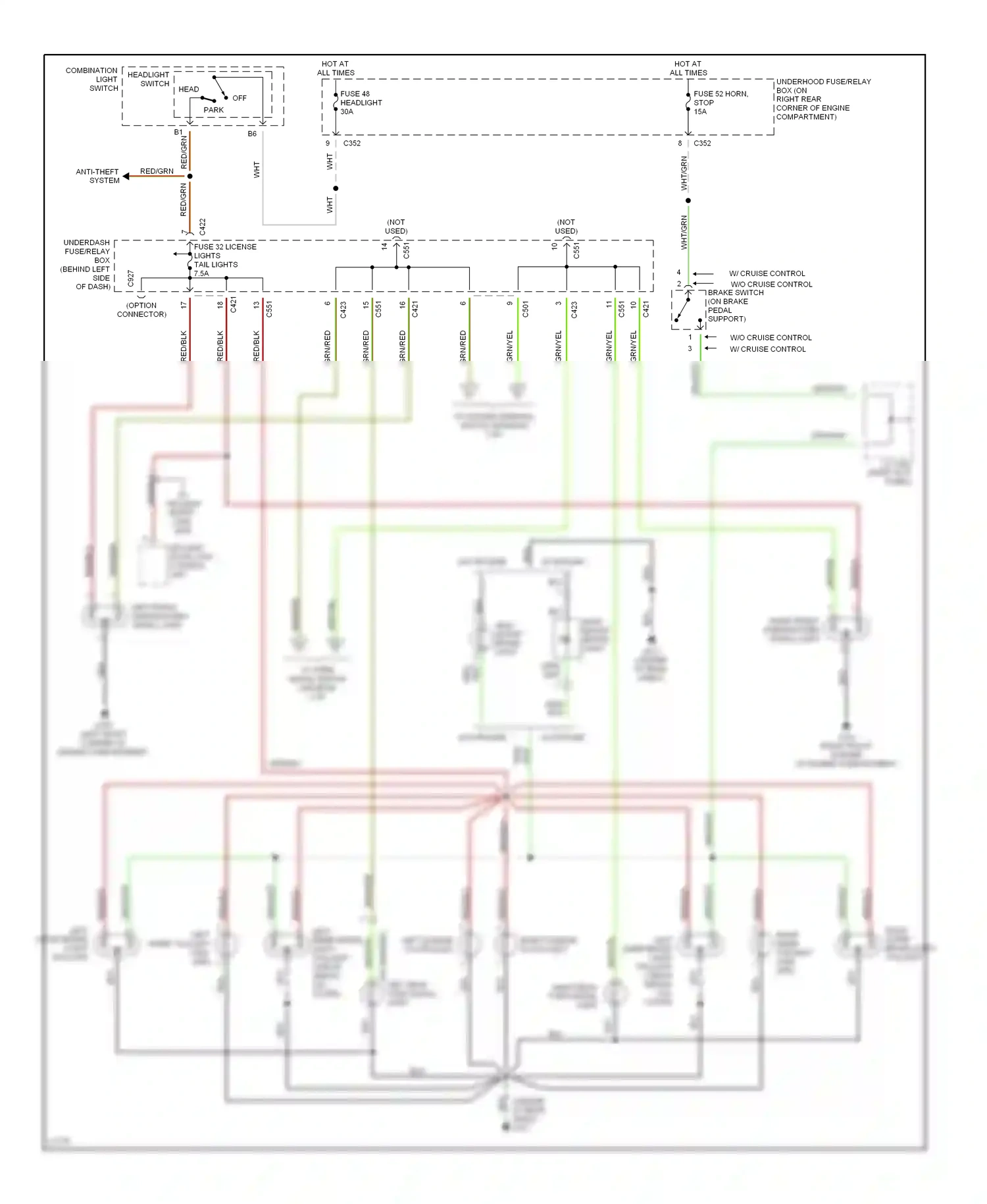 Wiring diagram combination light switch for Honda Civic GA (1998-2002) (1 of 8)