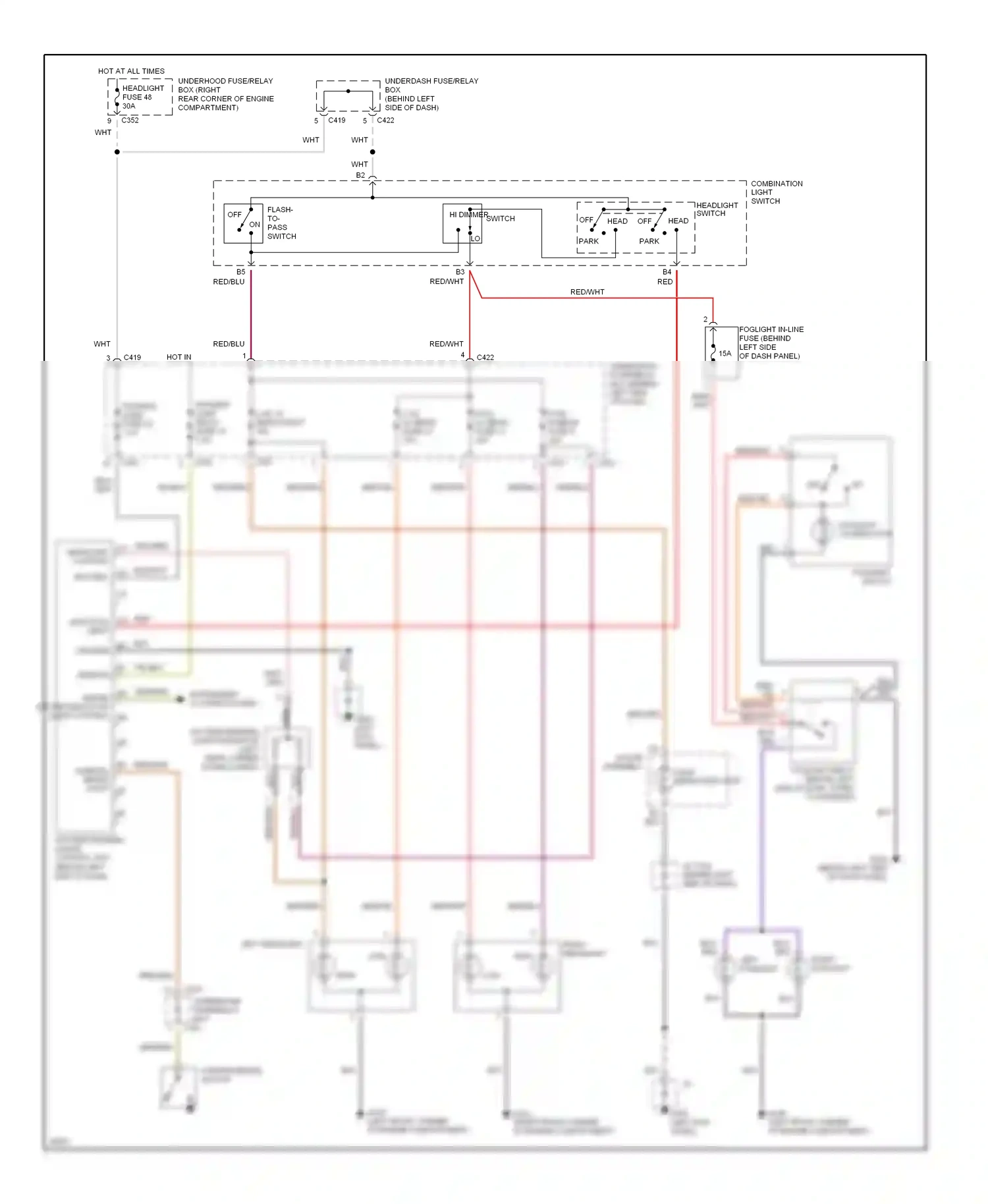 Wiring diagram flash to pass switch for Honda Civic GA (1998-2002) (1 of 1)