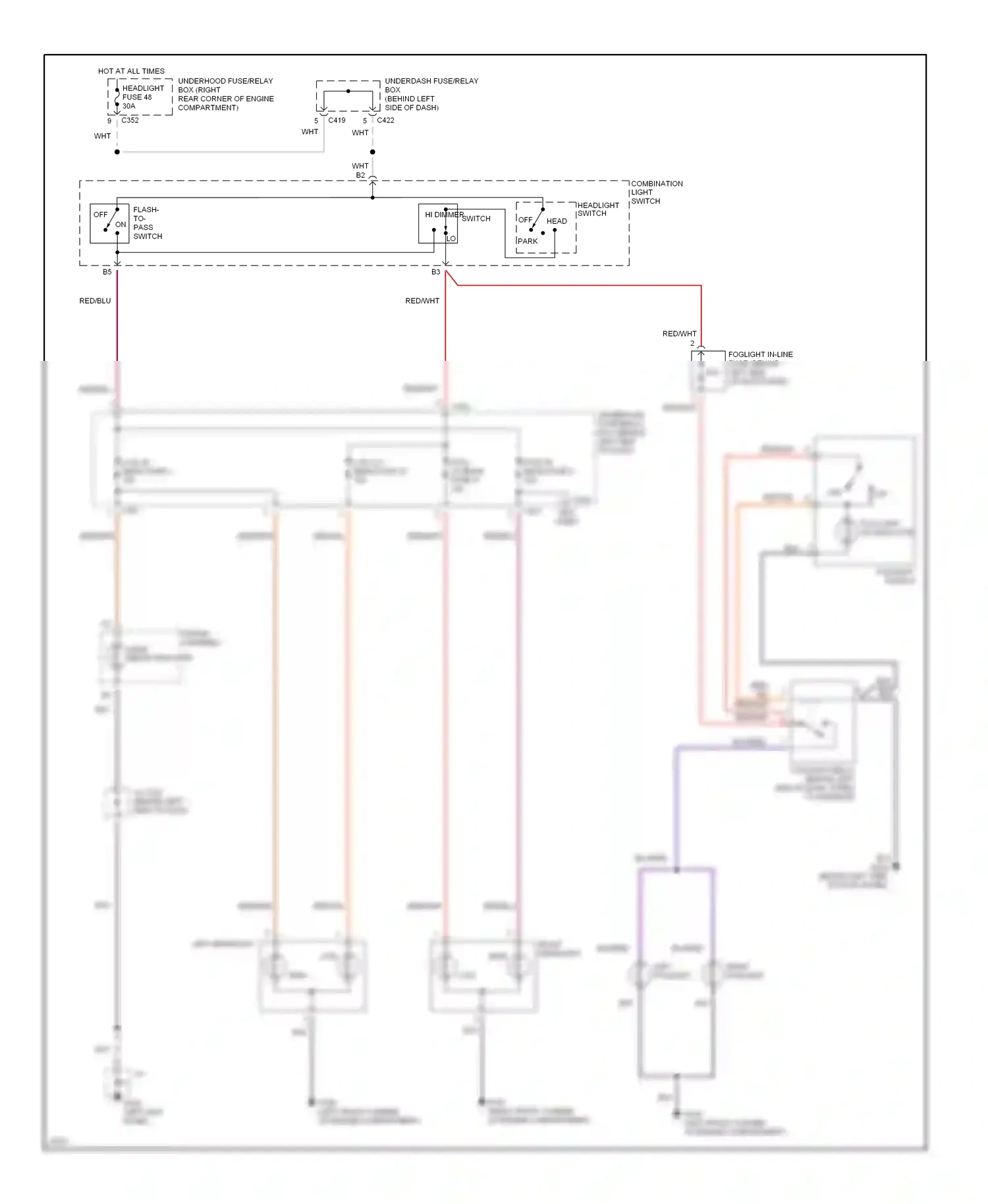 Wiring diagram foglight switch for Honda Civic GA (1998-2002) (2 of 2)