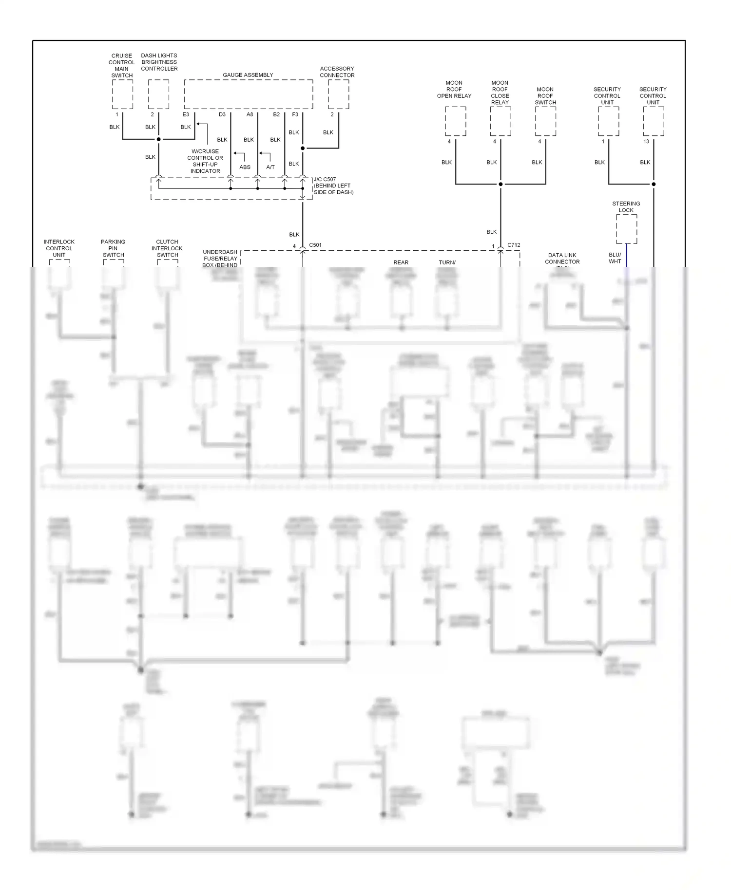 Wiring diagram interlock control unit for Honda Civic GA (1998-2002) (1 of 2)