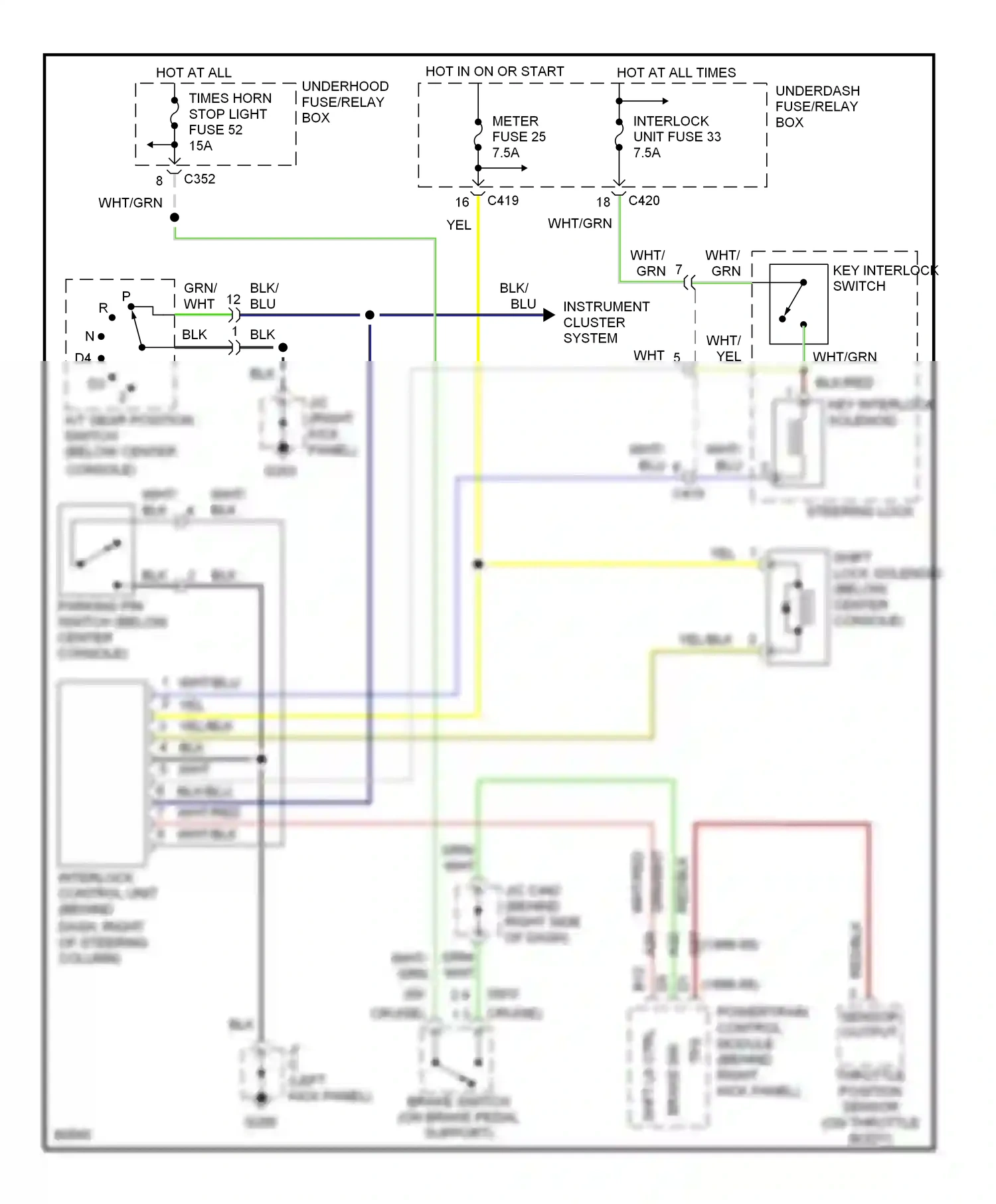 Wiring diagram key interlock switch for Honda Civic GA (1998-2002) (1 of 1)