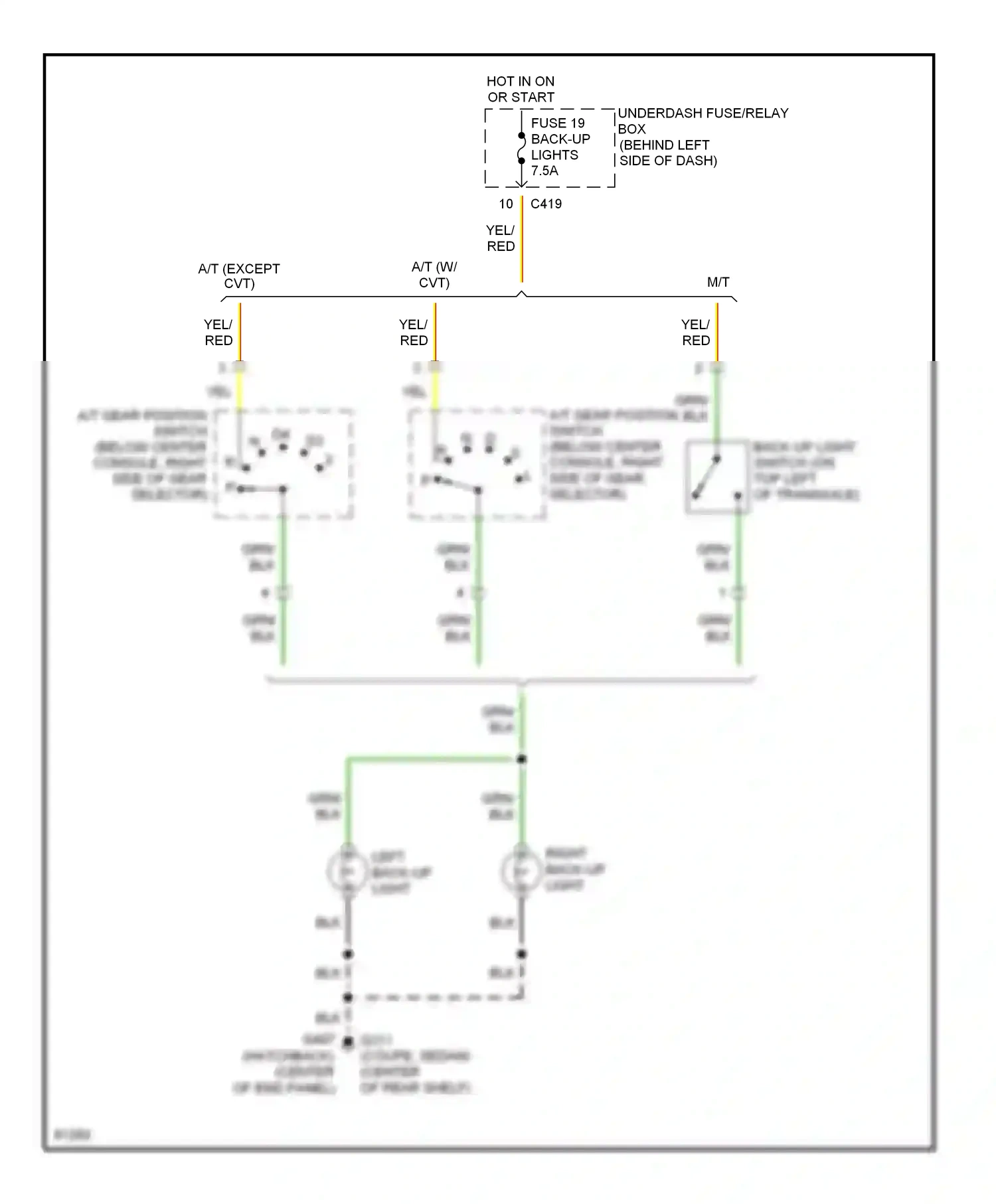 Wiring diagram left back-up light for Honda Civic GA (1998-2002) (1 of 2)