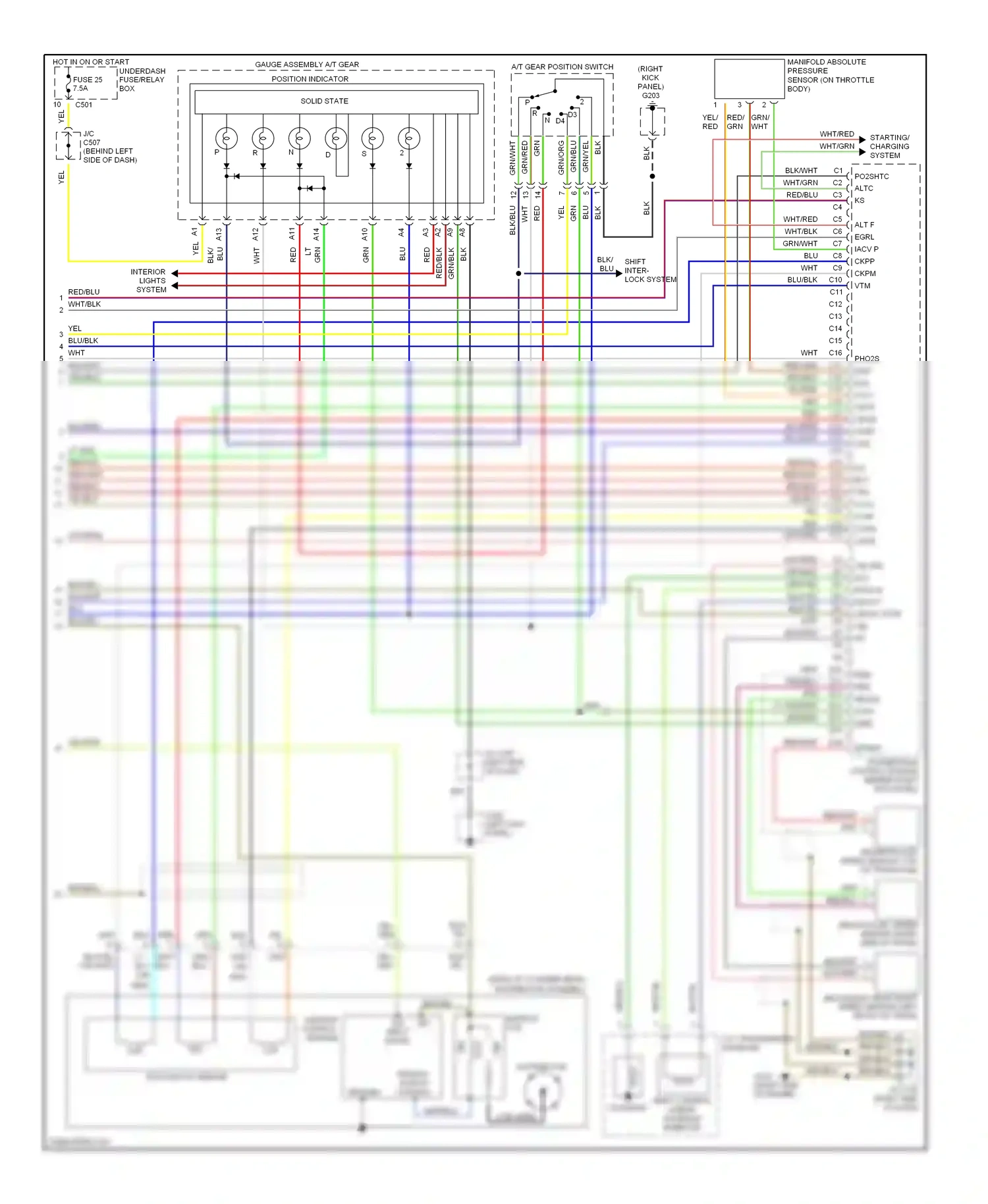 Wiring diagram shift inter- lock system for Honda Civic GA (1998-2002) (1 of 1)