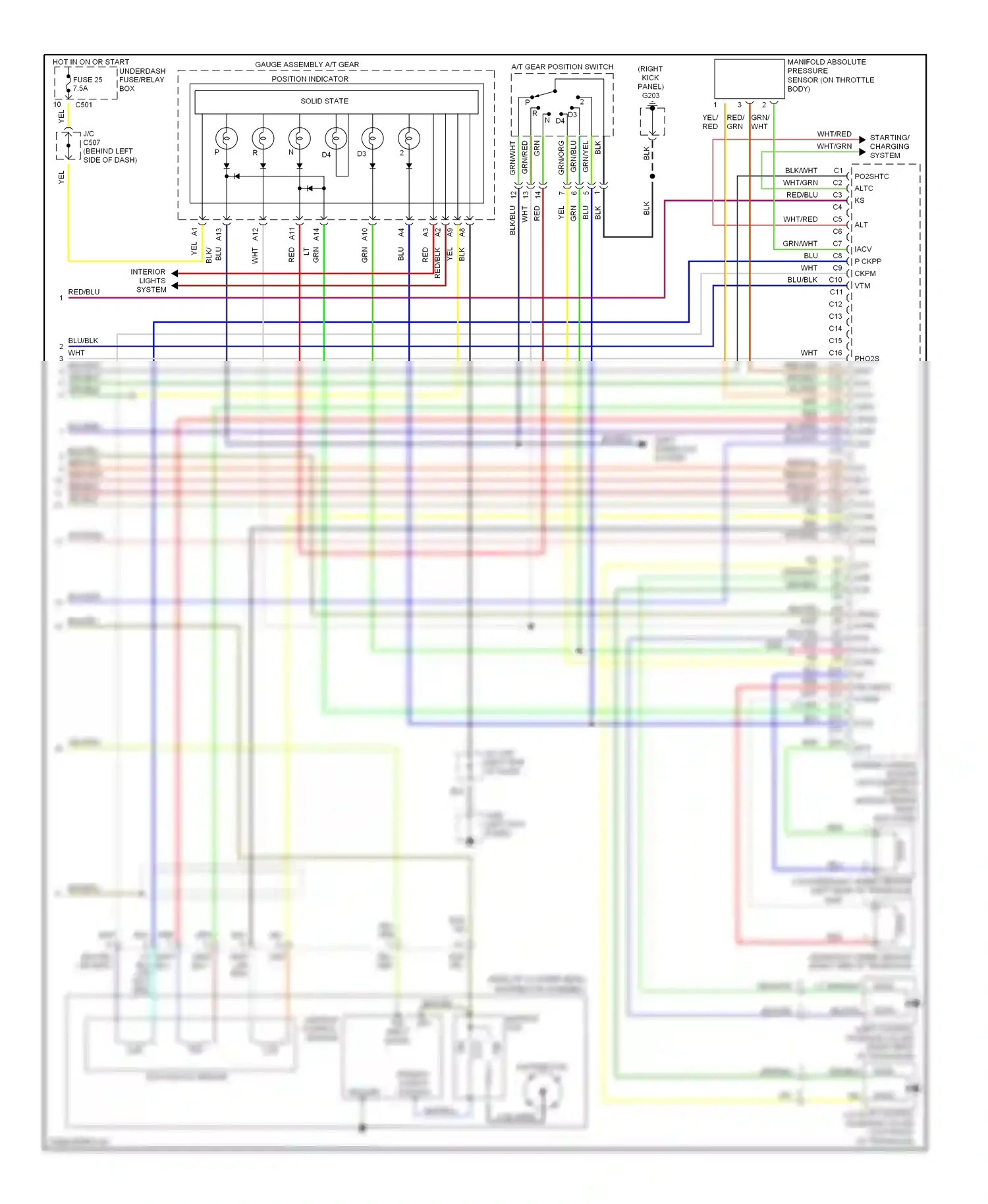 Wiring diagram starting/ charging system for Honda Civic GA (1998-2002) (2 of 4)