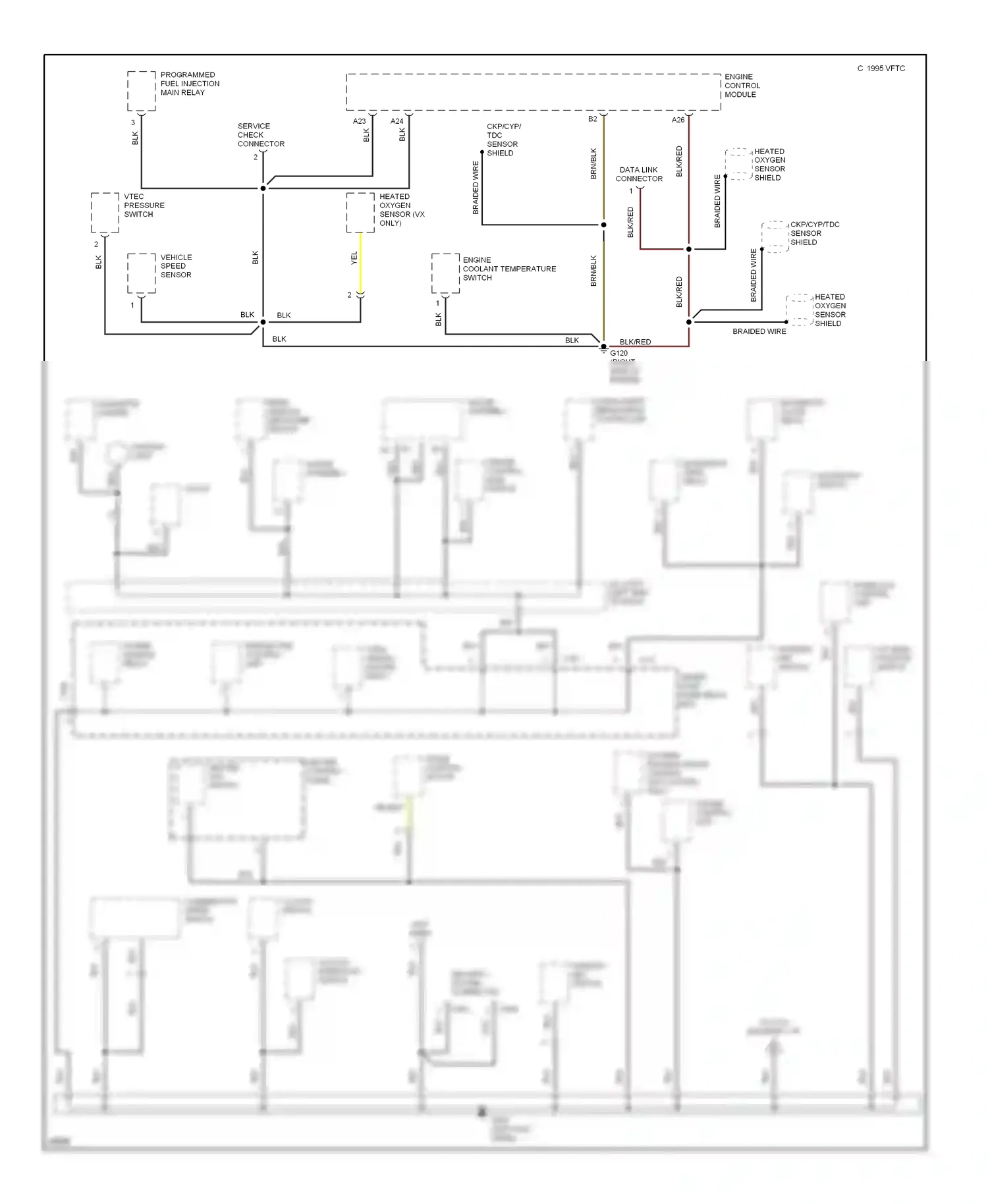 Wiring diagram cigarette lighter for Honda Civic II (1979-1997) (1 of 4)