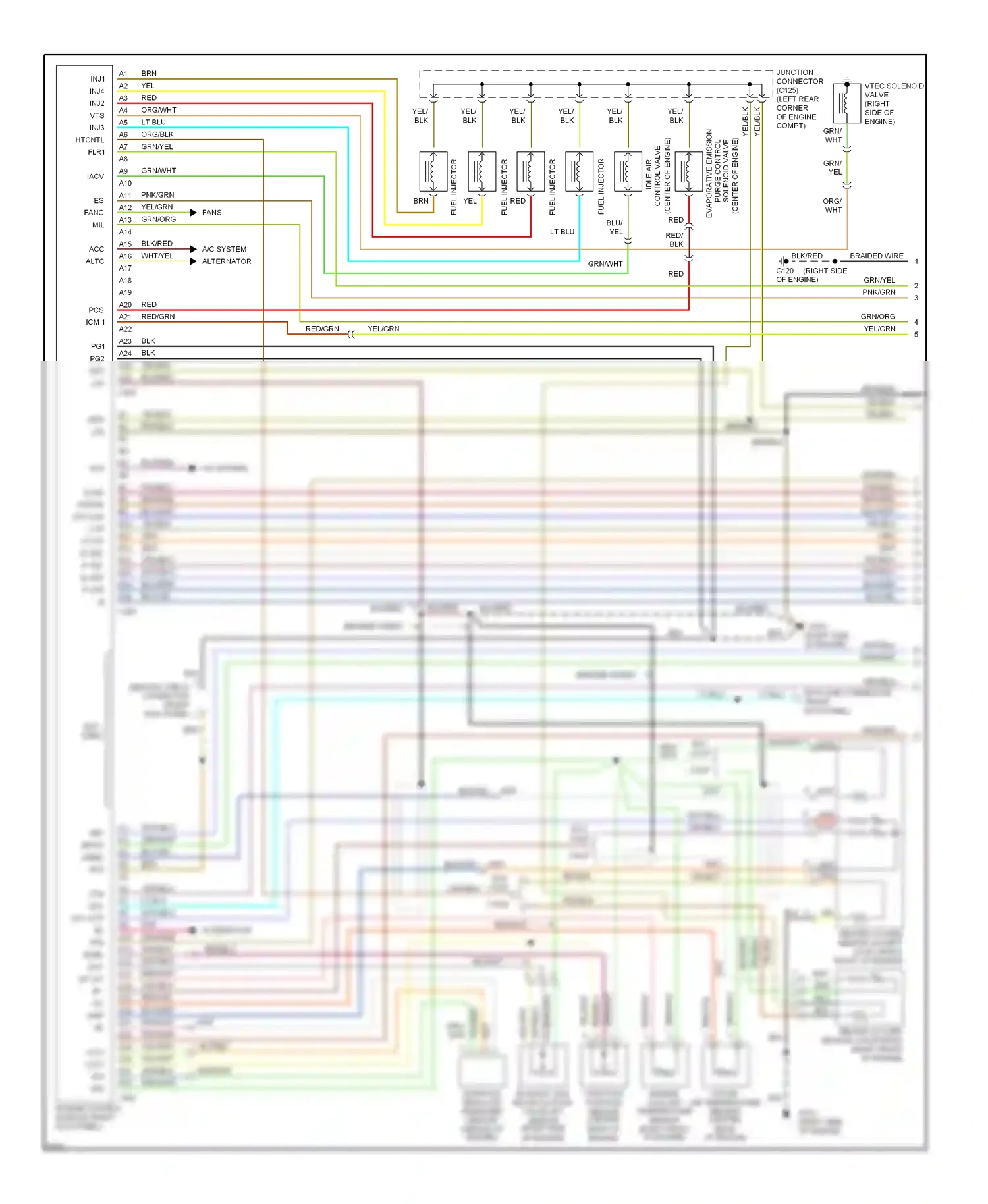 Honda Civic II (1979-1997) engine control module (right kick panel) wiring diagram  (4 of 6)