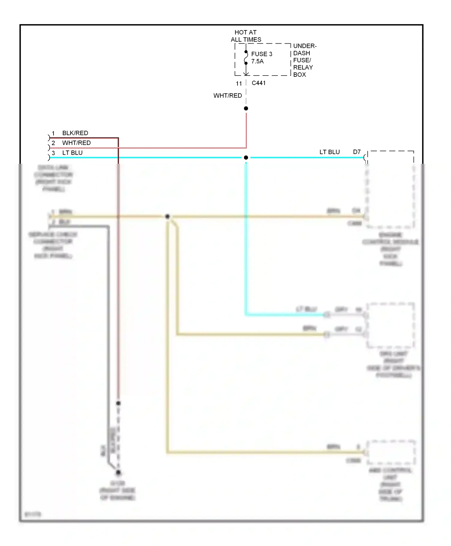 Honda Civic II (1979-1997) engine control module (right kick panel) wiring diagram  (1 of 6)