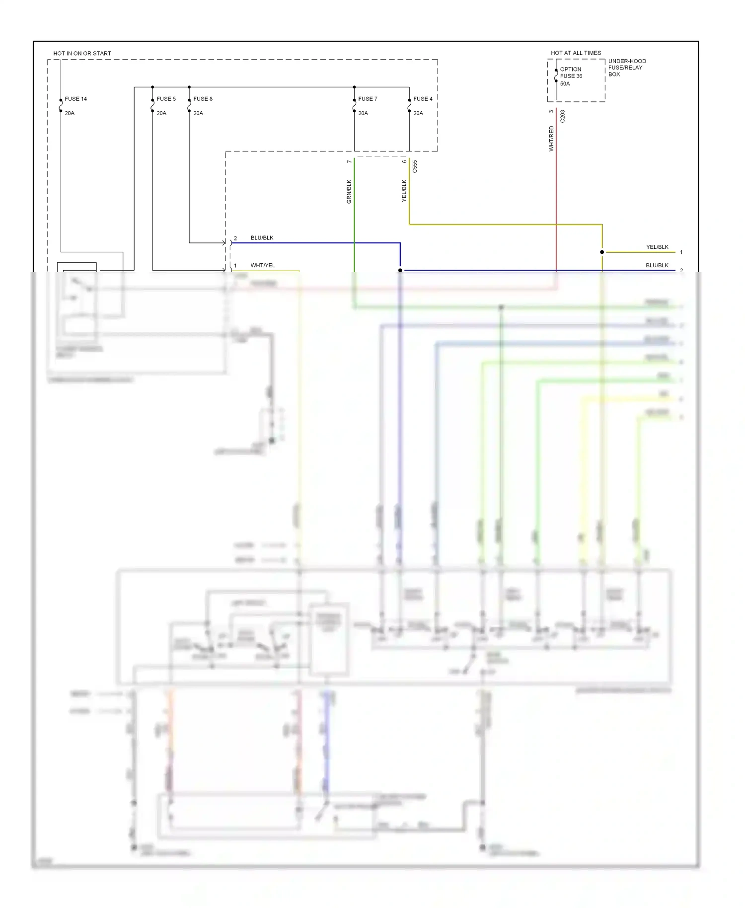 Honda Civic II (1979-1997) main switch wiring diagram  (2 of 2)