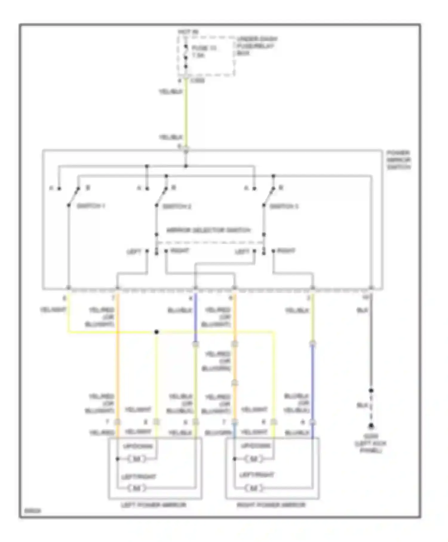 Wiring diagram power mirror switch for Honda Civic II (1979-1997) (4 of 4)