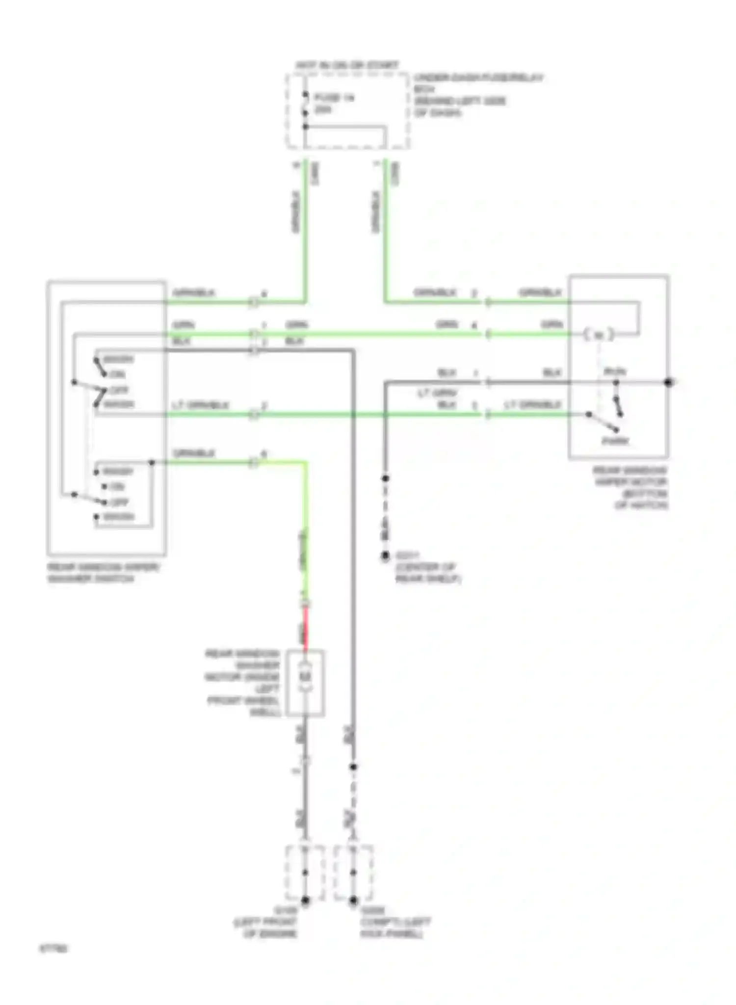Civic Honda IV (1987-1996): Rear wiper/washer circuit