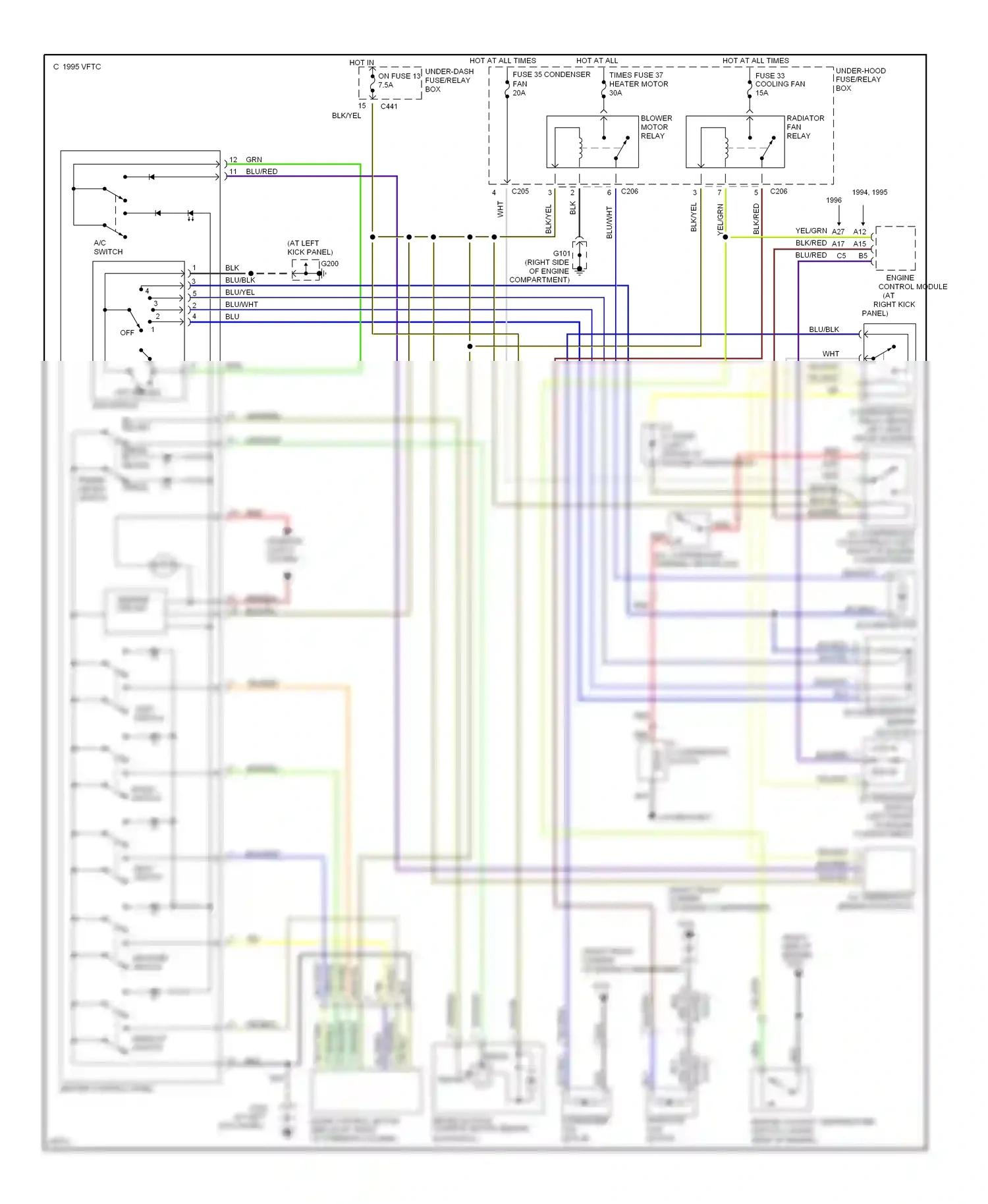 Wiring diagram a/c switch for Honda Civic IV (1987-1996) (1 of 1)