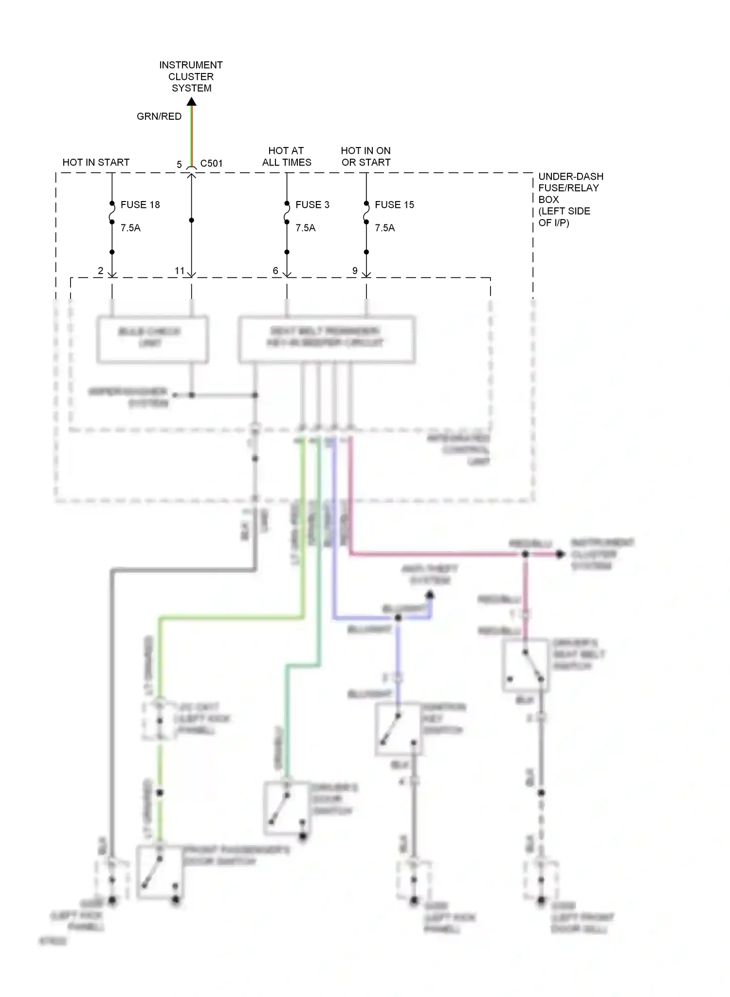 Wiring diagram bulb check unit for Honda Civic IV (1987-1996) (1 of 2)