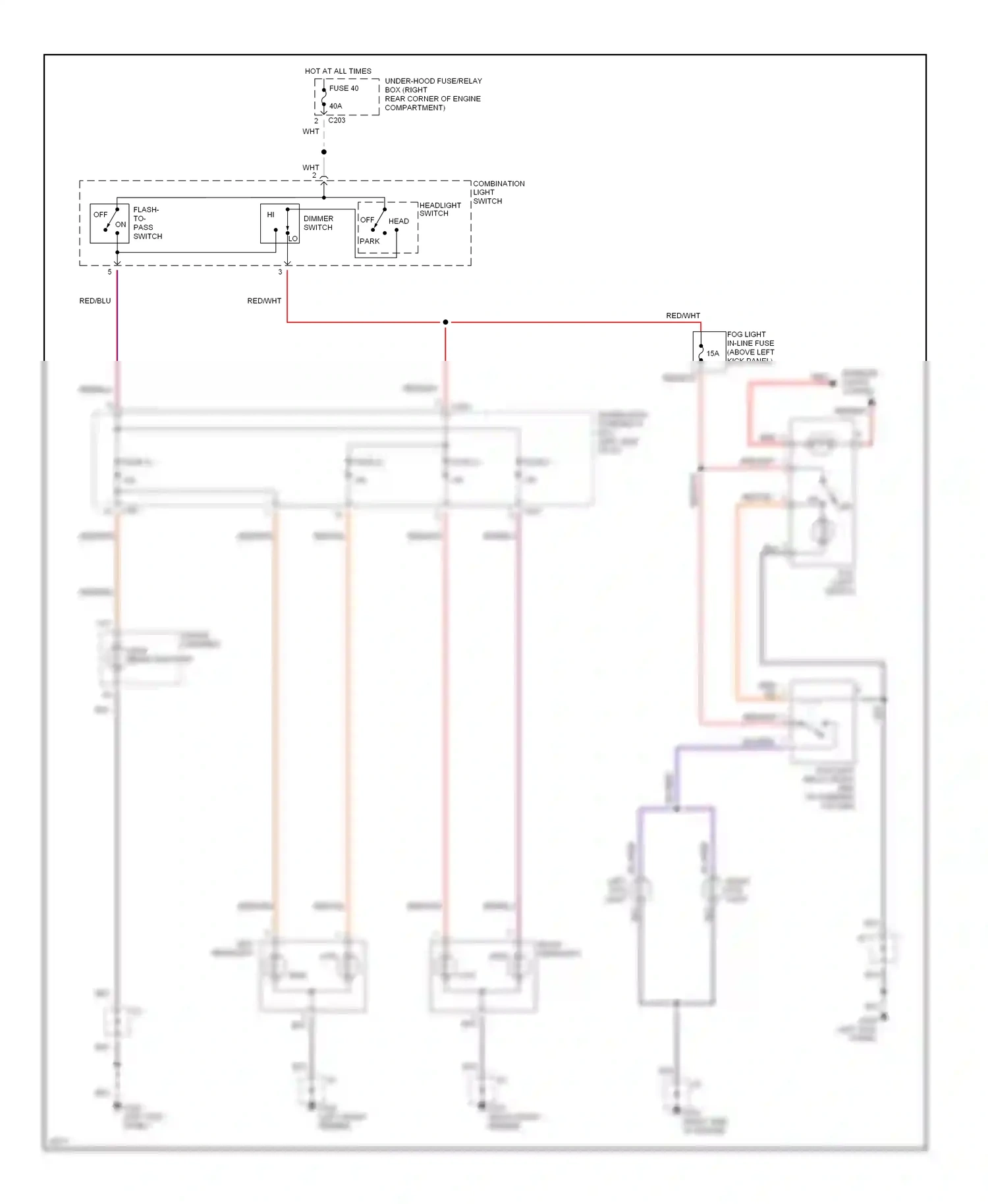 Wiring diagram combination light switch for Honda Civic IV (1987-1996) (4 of 7)