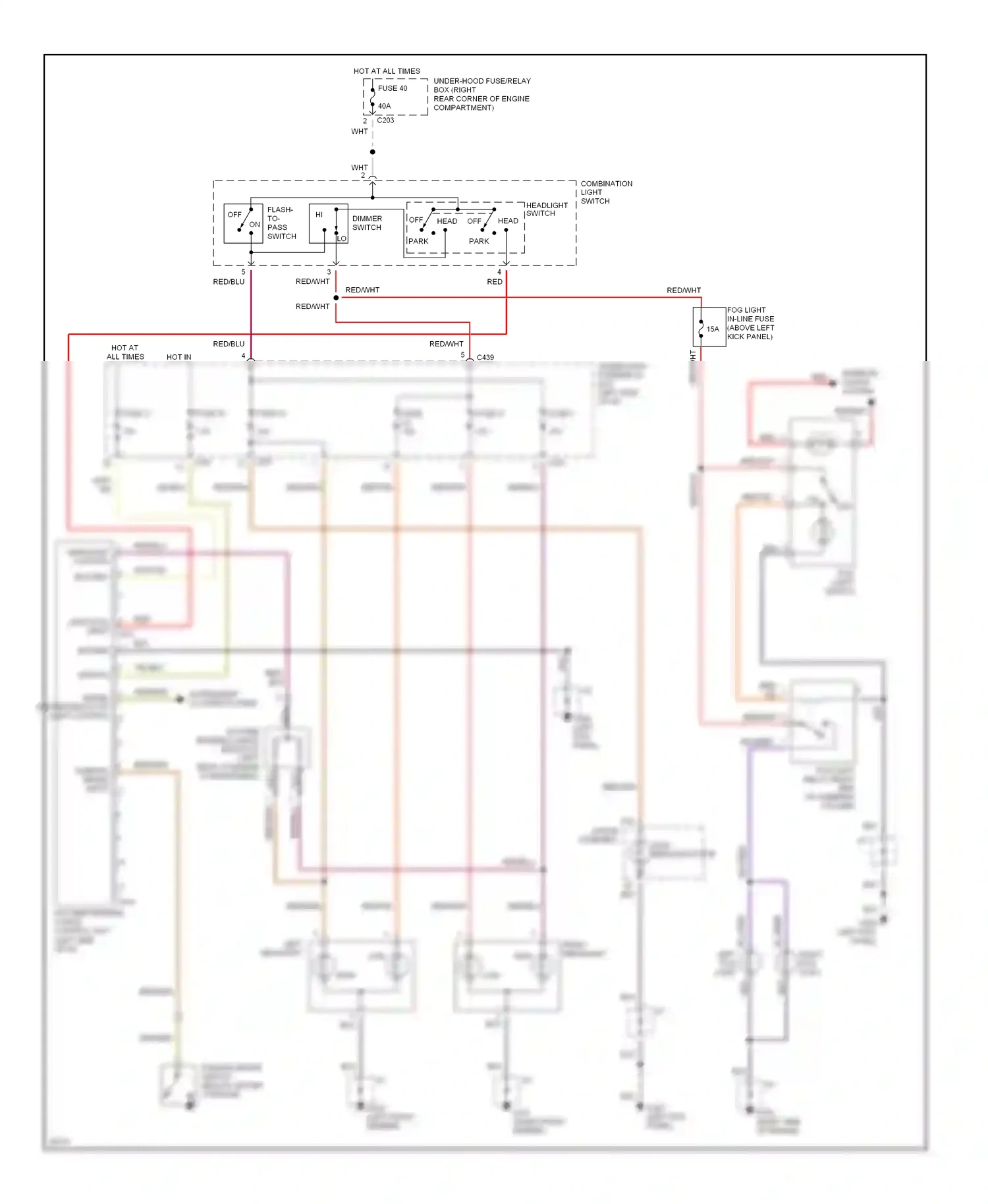 Wiring diagram combination light switch for Honda Civic IV (1987-1996) (3 of 7)