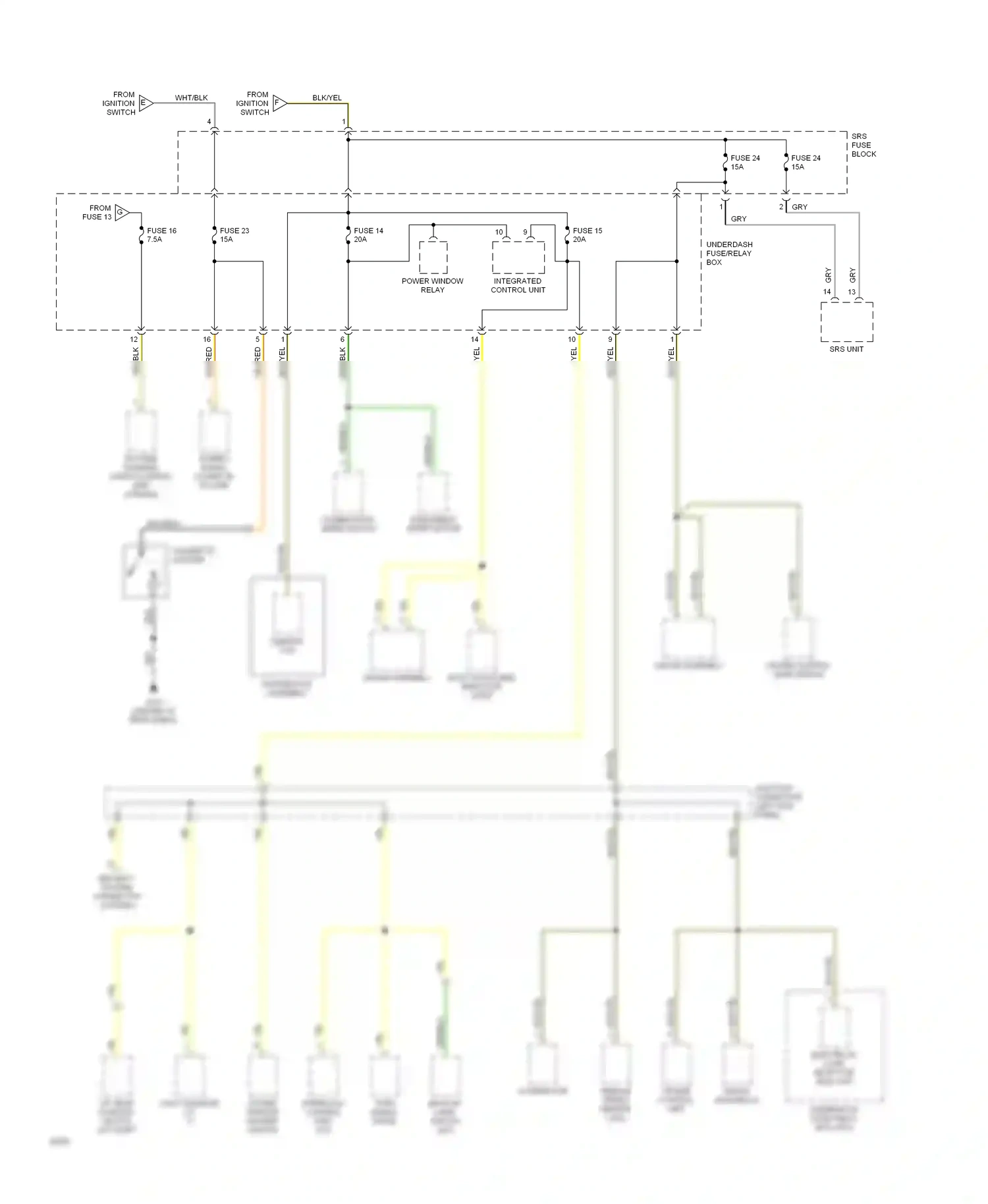 Wiring diagram combination wiper switch for Honda Civic IV (1987-1996) (4 of 6)