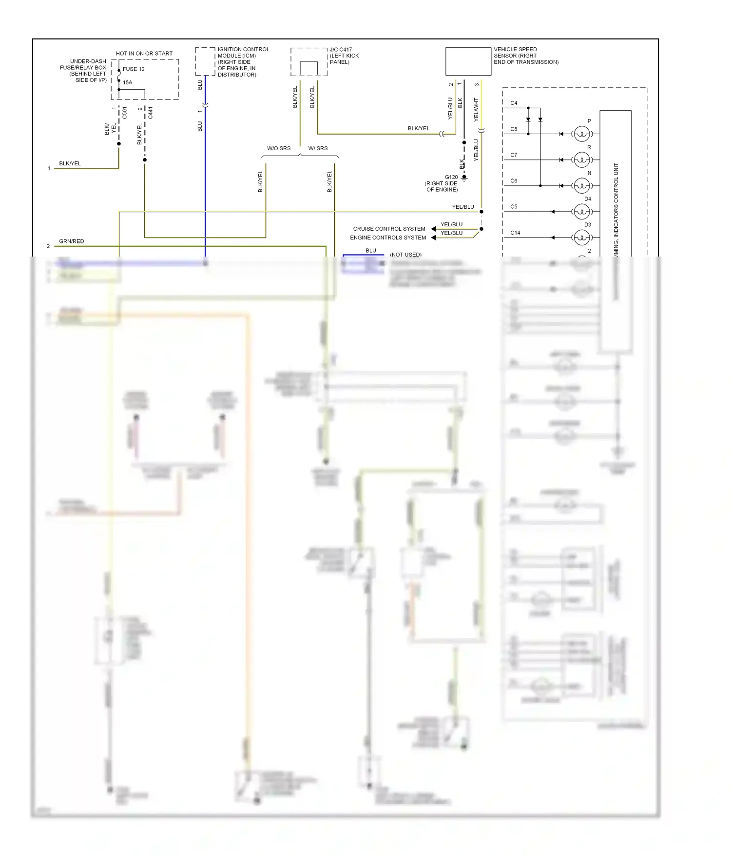 Wiring diagram cruise control system engine controls system for Honda Civic IV (1987-1996) (1 of 1)