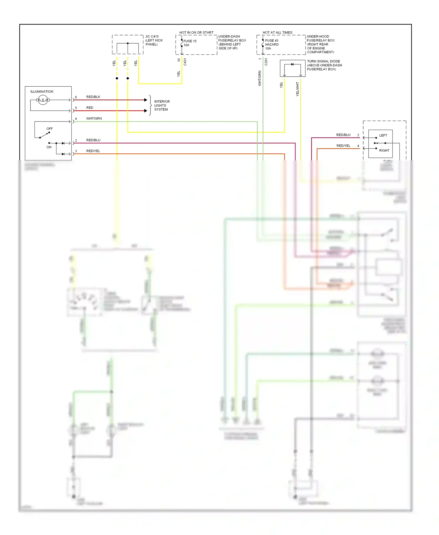 Wiring diagram hazard warning switch for Honda Civic IV (1987-1996) (2 of 5)