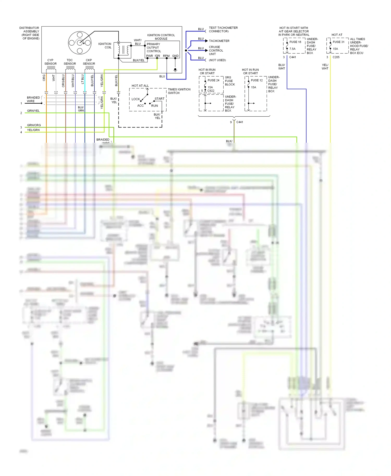 Wiring diagram ignition control module for Honda Civic IV (1987-1996) (1 of 5)