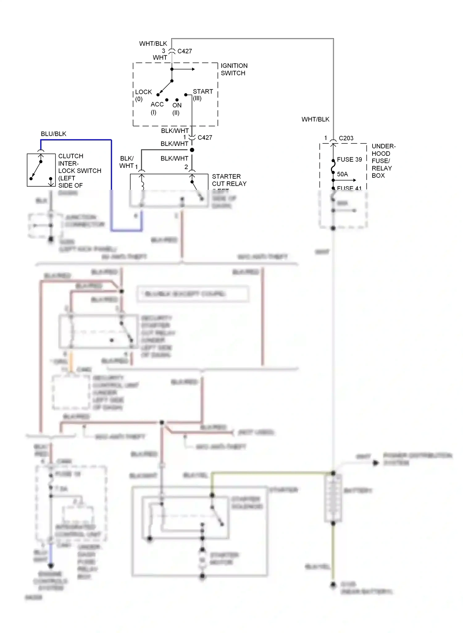 Wiring diagram ignition switch for Honda Civic IV (1987-1996) (6 of 7)